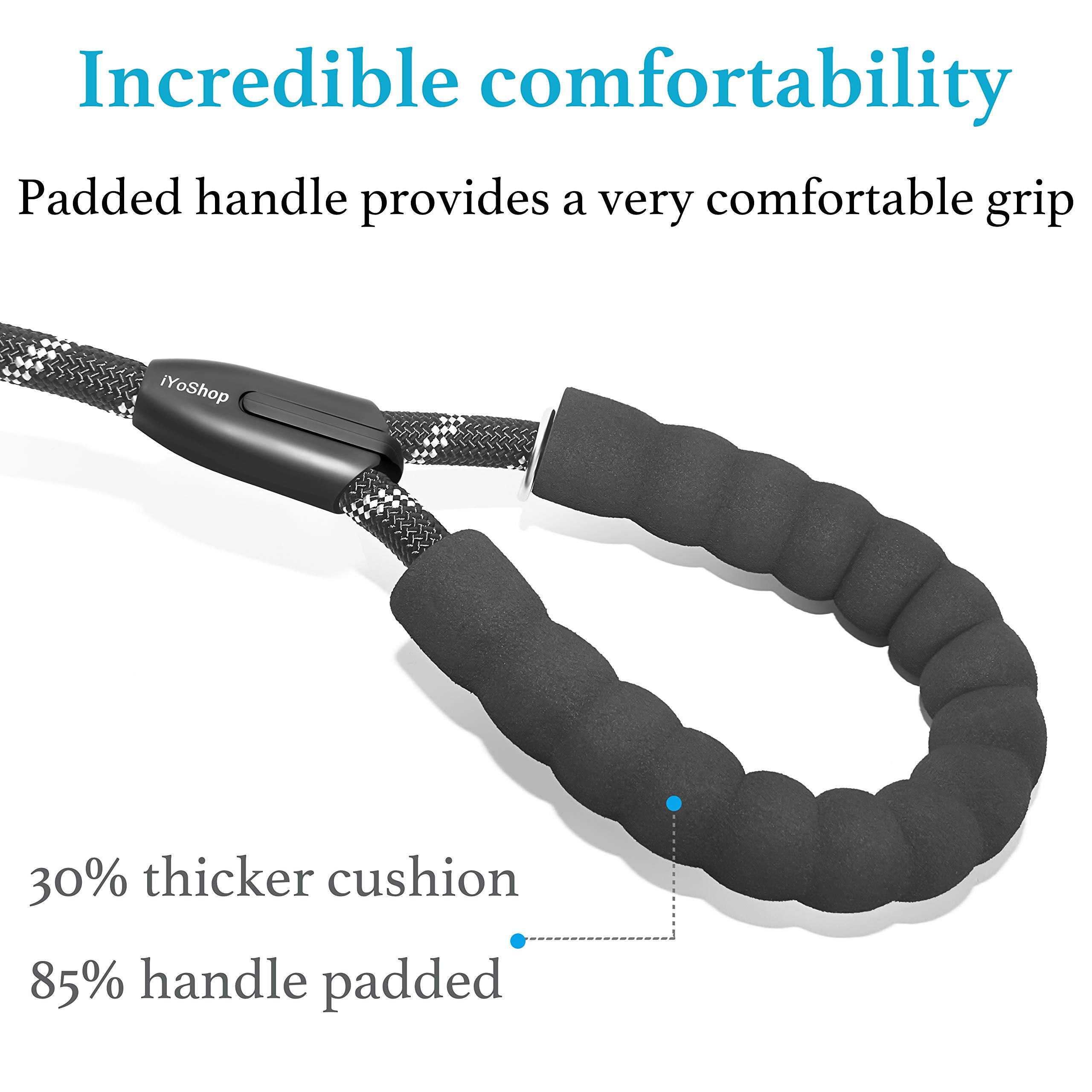 iYoShop Dual Dog Leash - 360° Swivel, No Tangle Walking Leash with Shock Absorbing Bungee for Two Dogs (Large, 25-150 lbs, Black)