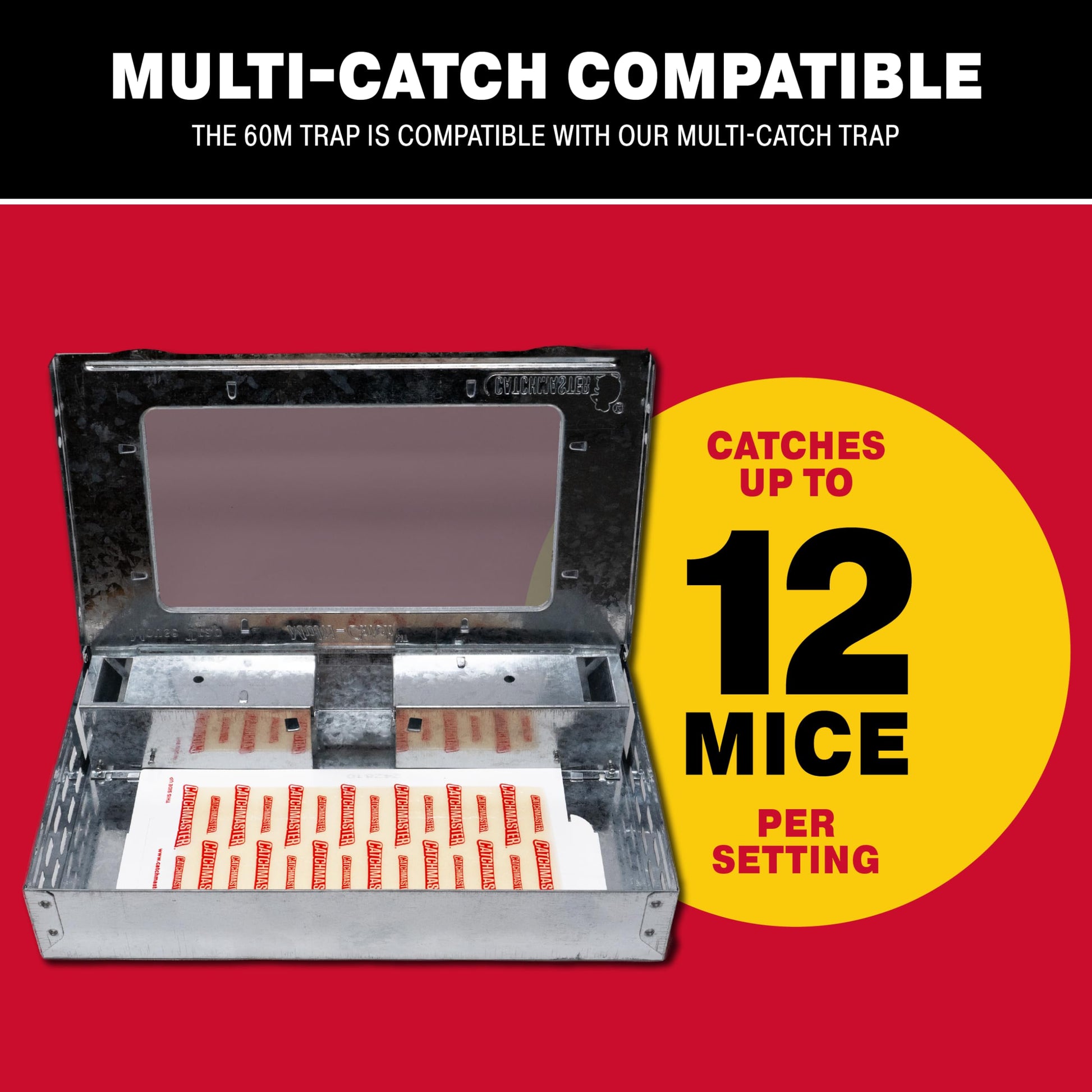 Catchmaster Pro Strength Mouse & Insect Glue Boards 60pk Traps Indoor for Home, Adhesive Bug Catcher, Rat & Rodent Sticky Trap, Non Toxic Bulk Pre-Baited Glue Traps, Pet Safe House Pest Control