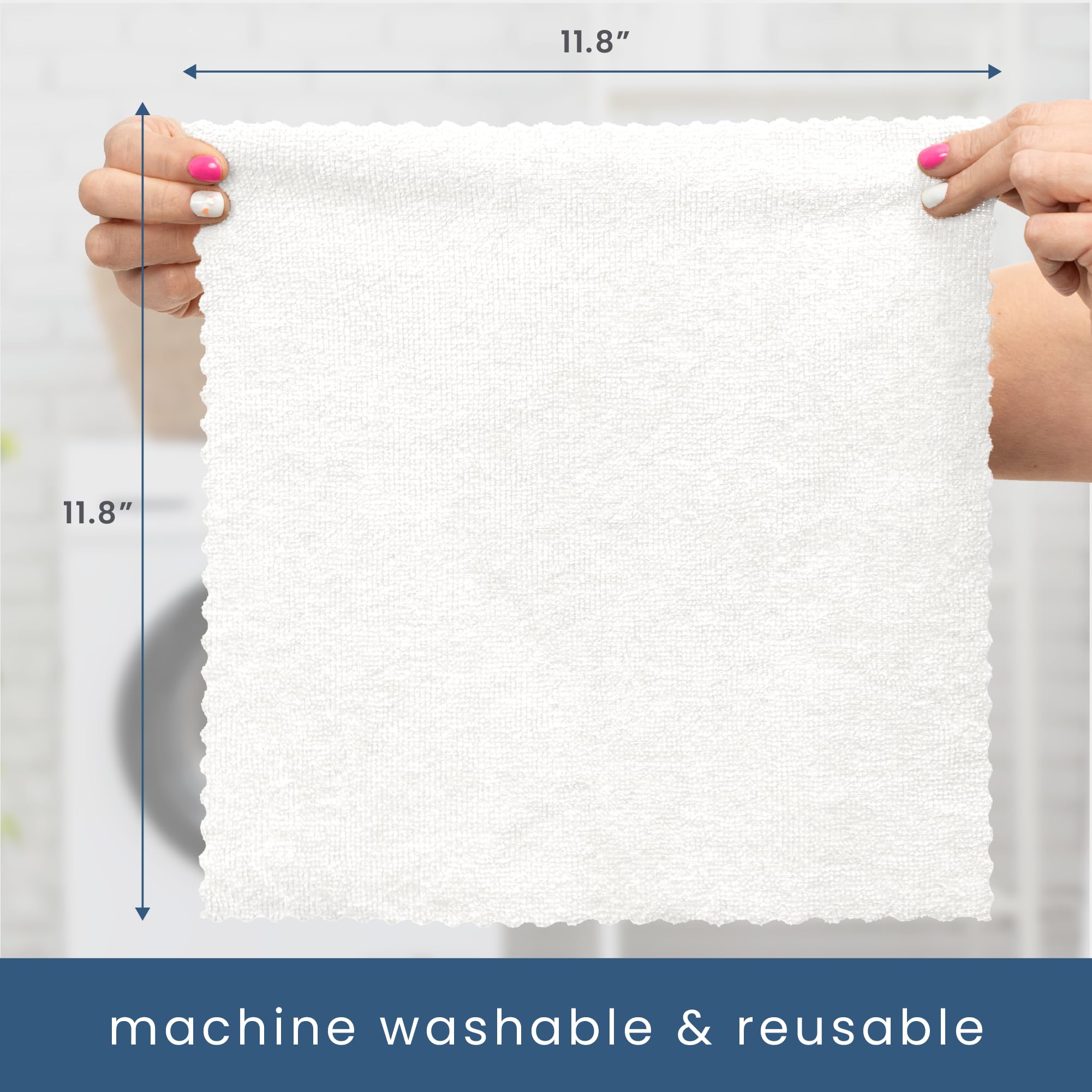 S&T INC. 50 Pack Microfiber Cleaning Cloth with Box, Bulk Towels for Home, Reusable Microfiber Towels for Cars, Cleaning Rags, White, 11.8 Inches x 11.8 Inches, 50 Count