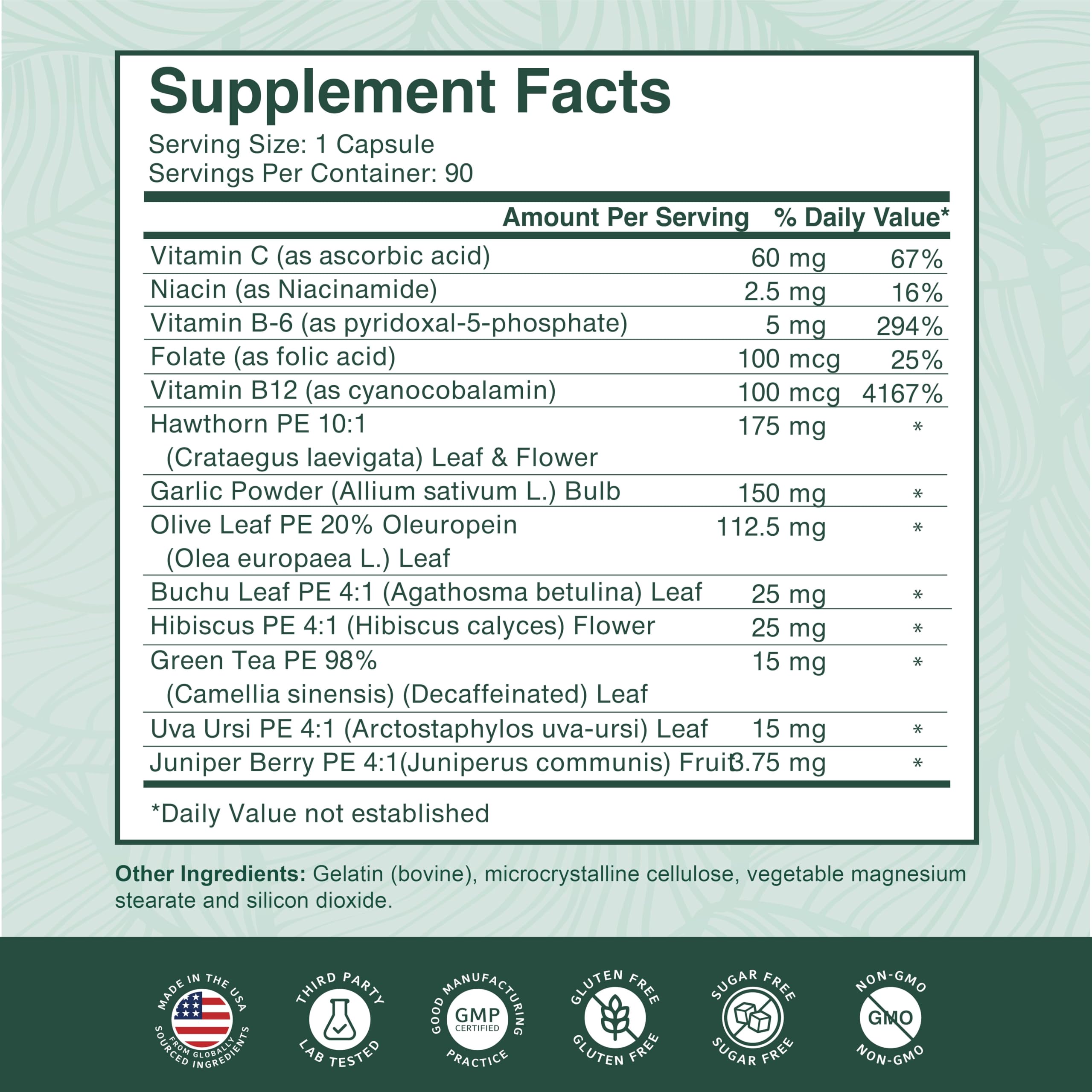 PurePremium Blood Pressure Supplements with Hawthorn Berry, Hibiscus, Garlic & Vitamin B12- Nitric Oxide Supplement for Normal Heart Health, Circulation Health & Blood Pressure Support - 90ct
