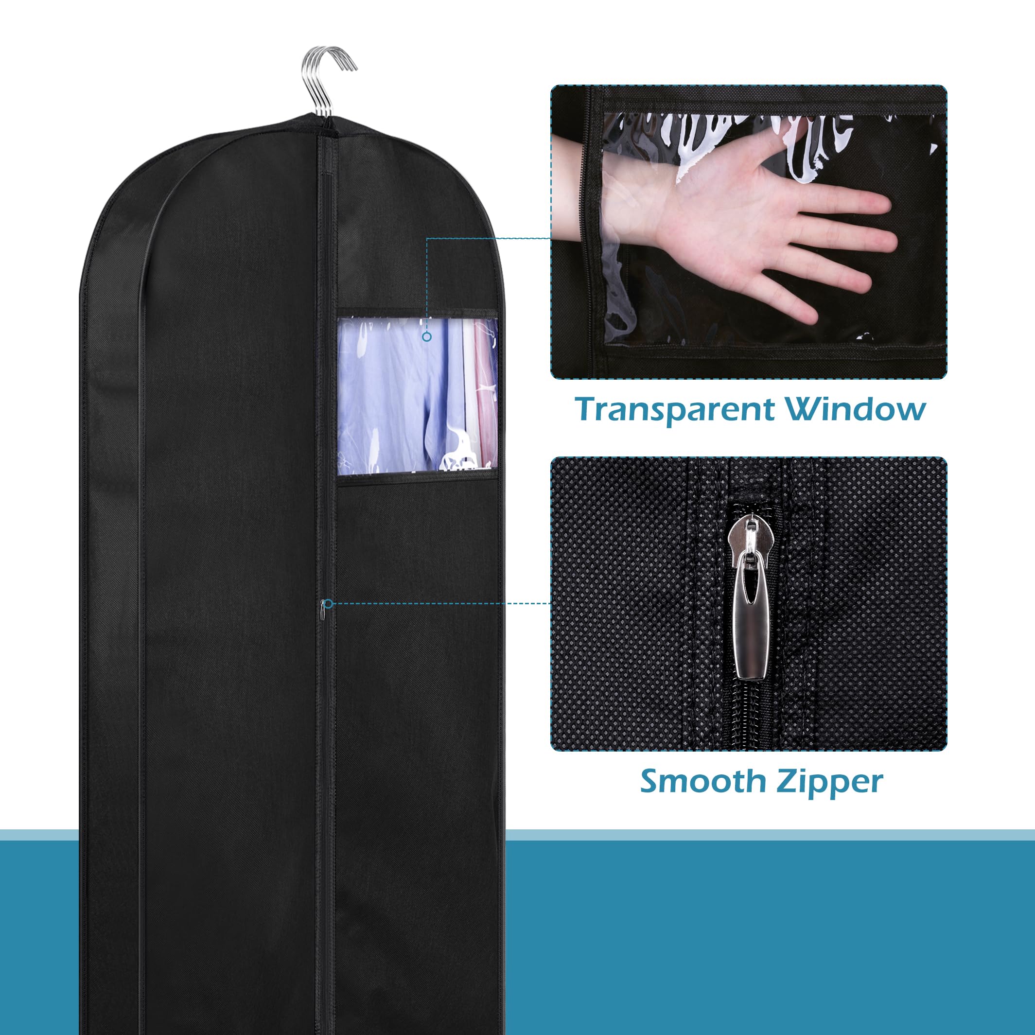 KIMBORA 43" Suit Bags for Closet Storage and Travel, Gusseted Hanging Garment Bags for Men Suit Cover With Handles for Clothes, Coats, Jackets, Shirts（3 Packs）