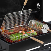 ivtivfu Grill Basket Set, Removable Wooden Handle, 304 Stainless Steel, Rolling BBQ Tools, Smoker Grilling Accessories for Vegetable Fish, Outdoor Cooking Camping, Birthday Gifts for Men Dad Husband