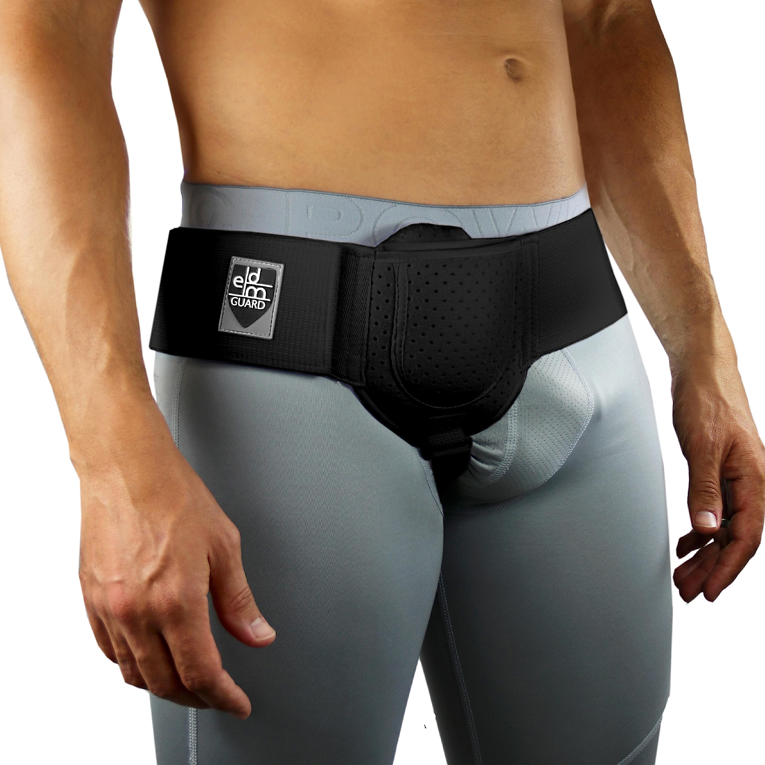 Everyday Medical Inguinal Hernia Support Belt for Men I Fits Left or Right Side I Post Surgery Men and Womens Hernia Support Truss for Inguinal, Groin Hernias I Adjustable Waist Strap I Black, S/M