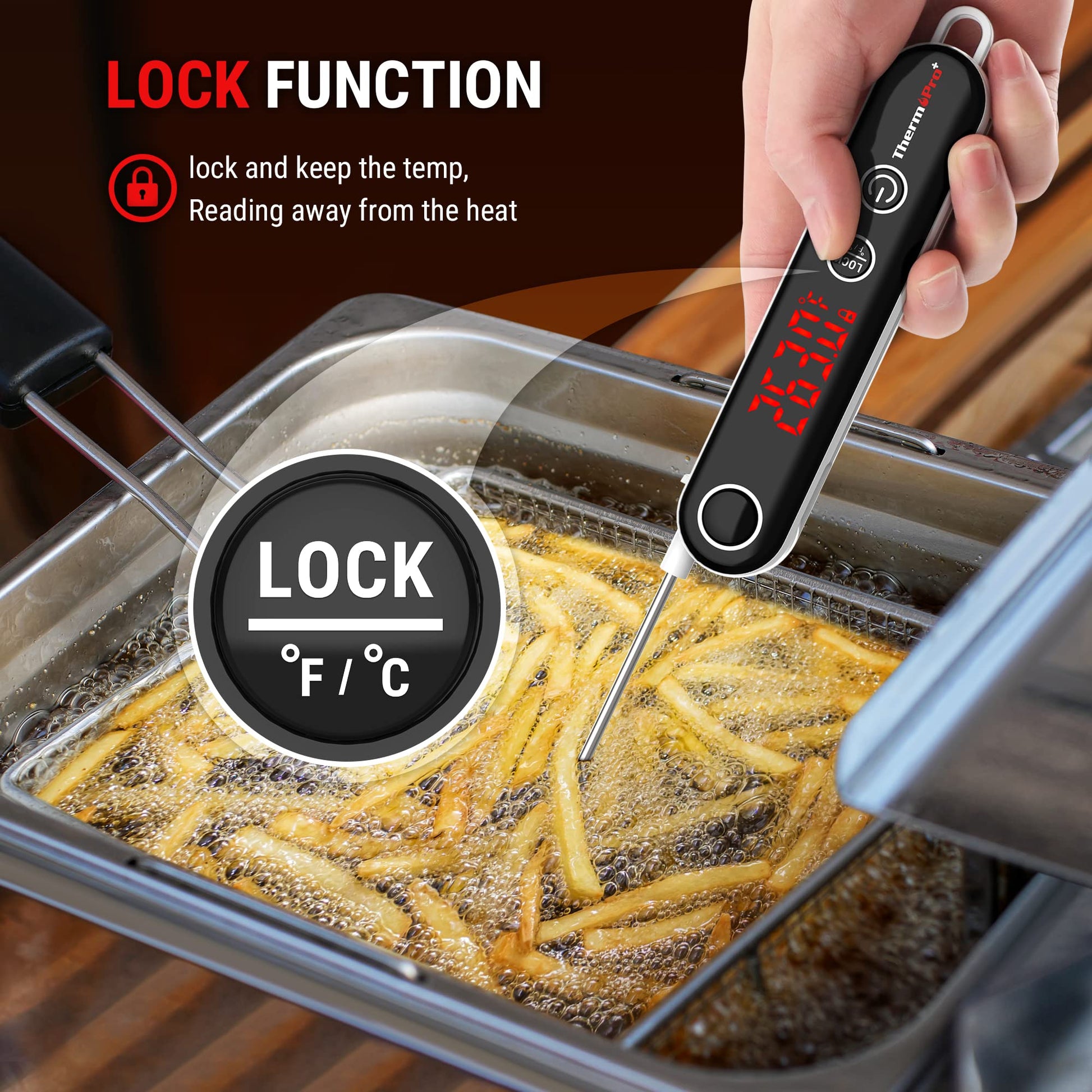 ThermoPro TP18 Instant Read Meat Thermometer Digital with Thermocouple Sensor, Cooking Food Thermometer for Grill, Smoker, BBQ, Oil Deep Frying, Candy, Kitchen Thermometer