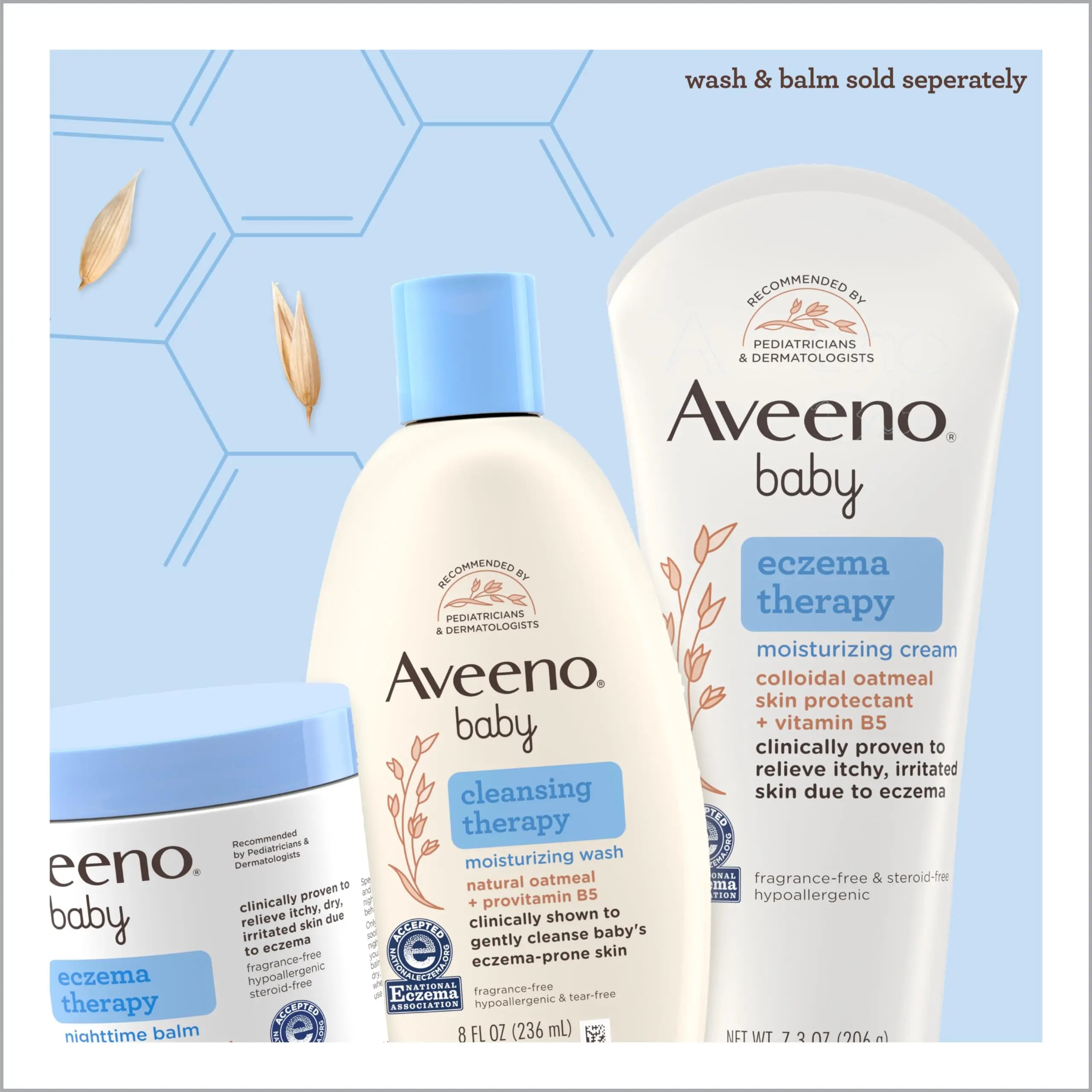 Aveeno Baby Eczema Therapy Moisturizing Cream, Natural Colloidal Oatmeal & Vitamin B5, Baby Eczema Cream for Dry, Itchy, Irritated Skin Due to Eczema, Paraben- & Steroid-Free, 7.3 oz