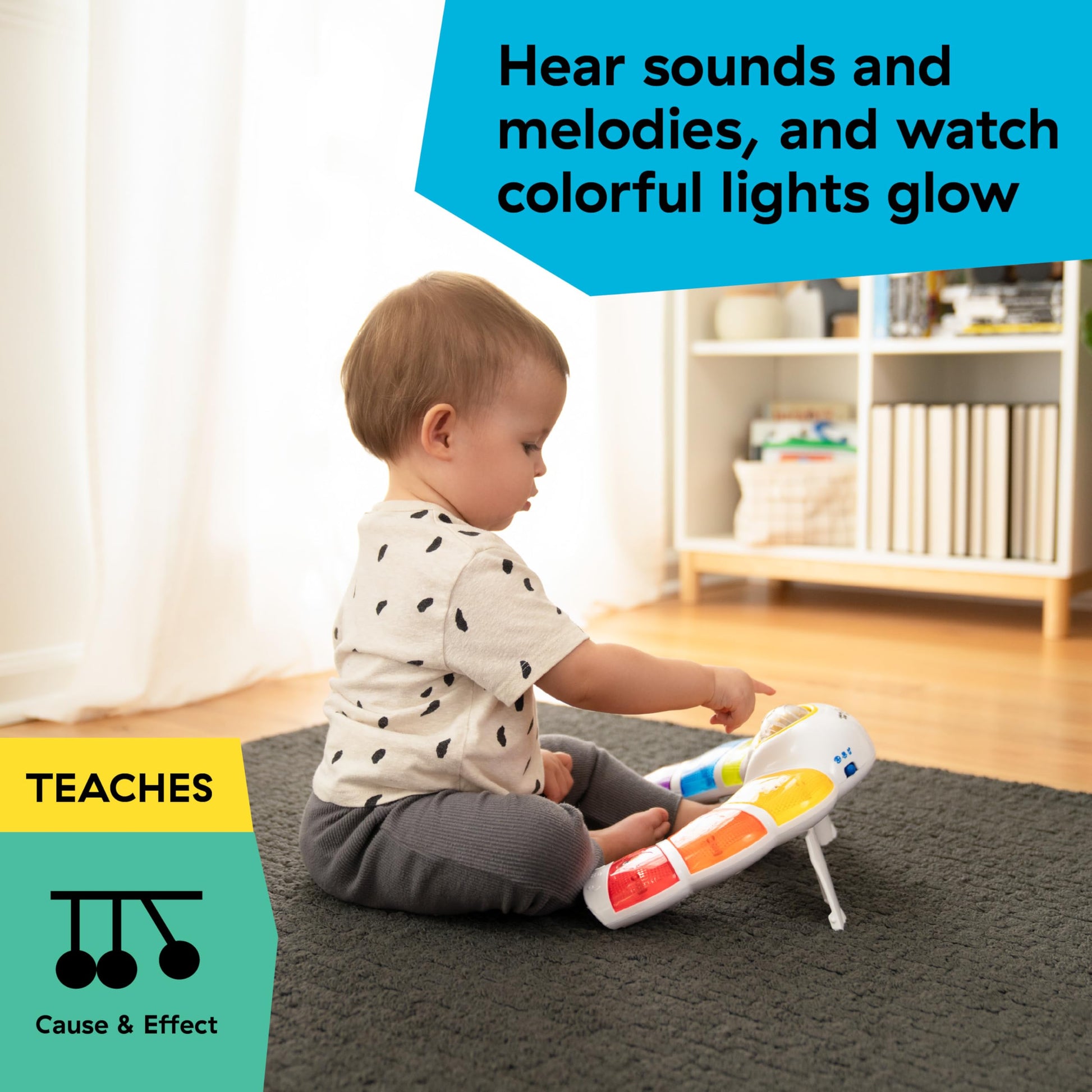 Baby Einstein Glow & Discover Light Bar Musical Activity Station and Tummy Time Toy, Montessori Cause and Effect Early Learning for 3-36 months