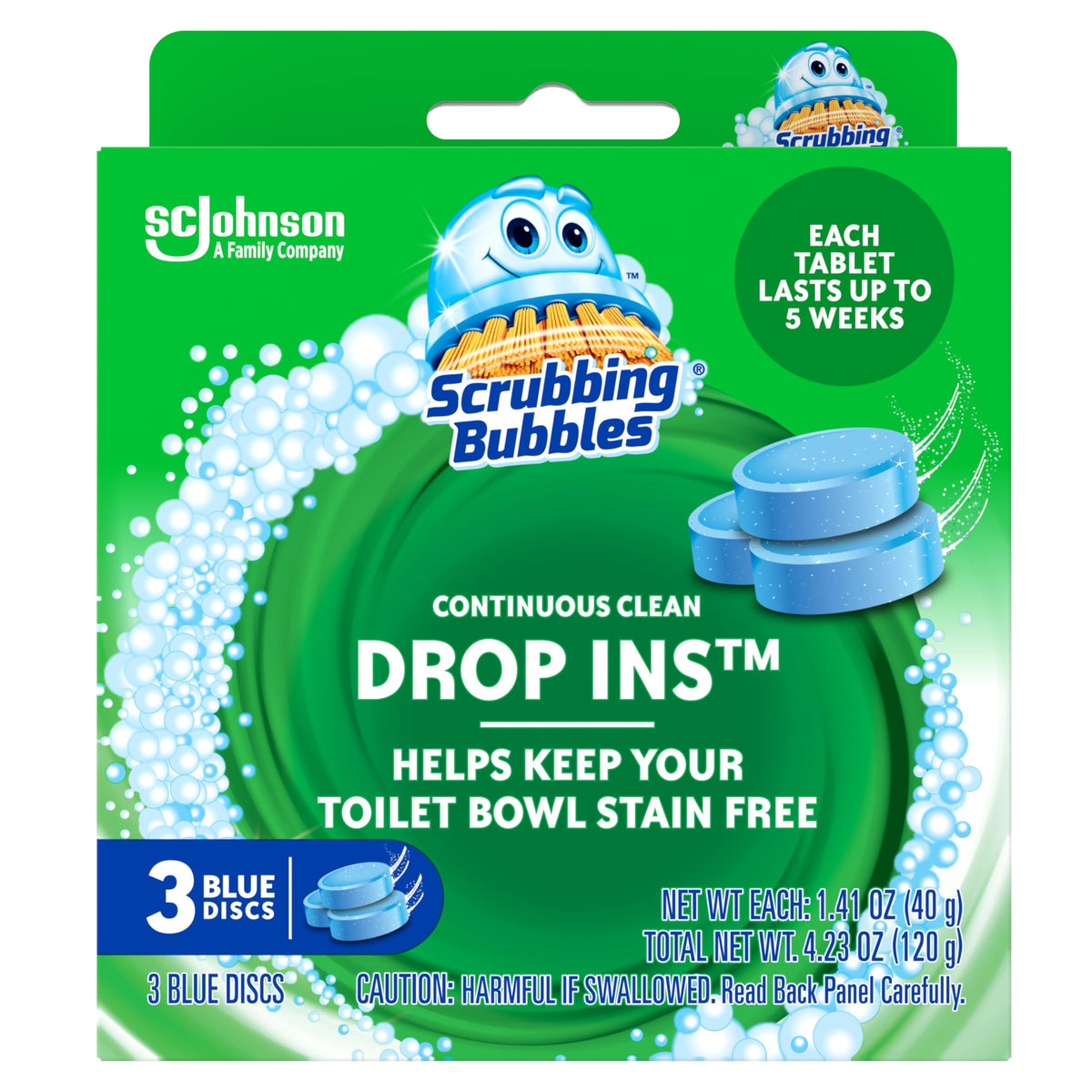 Scrubbing Bubbles Toilet Tablets, Continuous Clean Toilet Drop Ins, Helps Keep Toilet Stain Free and Helps Prevent Limescale Buildup, 3 Count, Pack Of 1