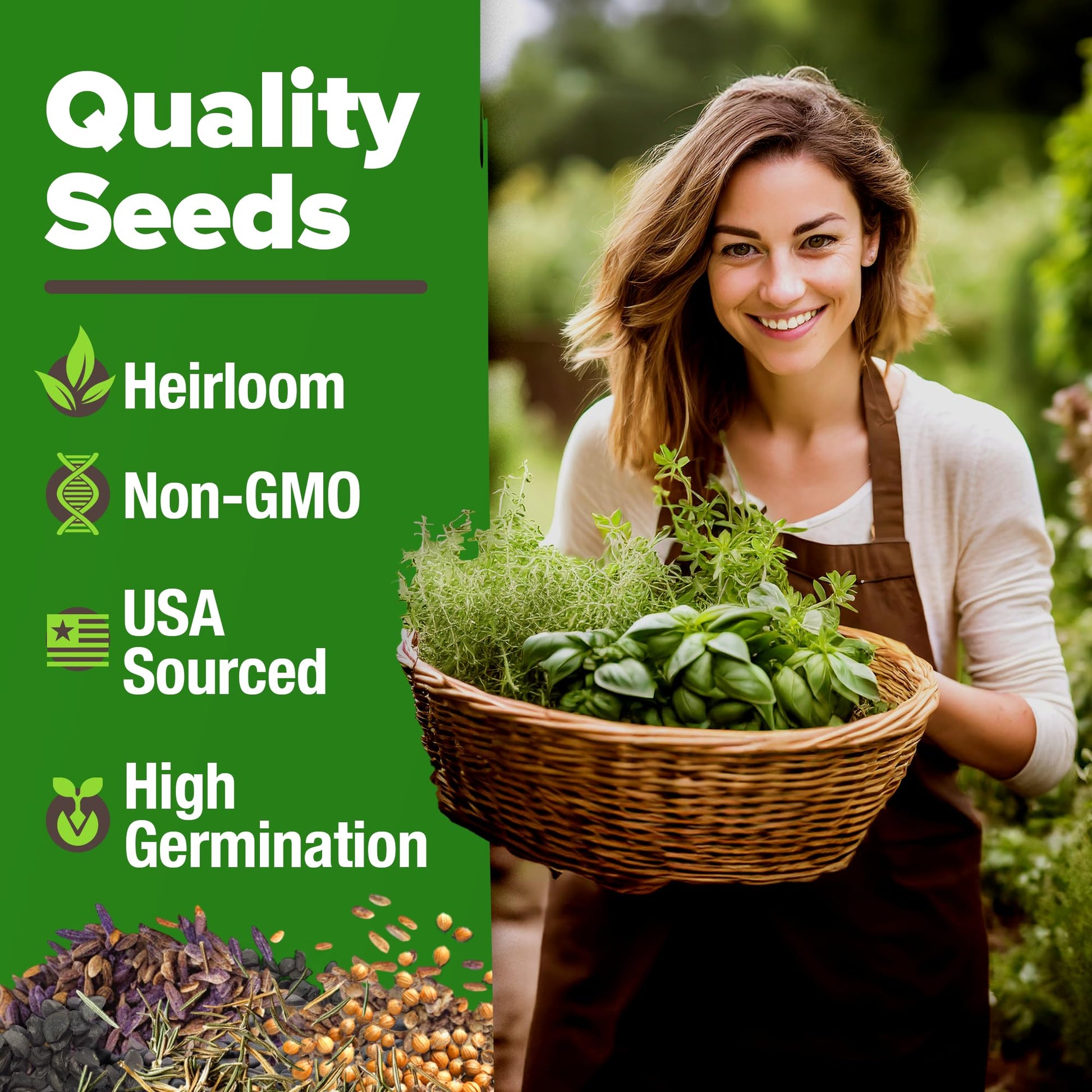 HOME GROWN 15 Herb Seeds for Planting 4,500+ Non-GMO Heirloom Seeds | Extra Large Variety Pack Herb Kit – Indoor Outdoor & Hydroponic | Culinary Seed Set | Grow Your Own Herbs | Gardening Gift