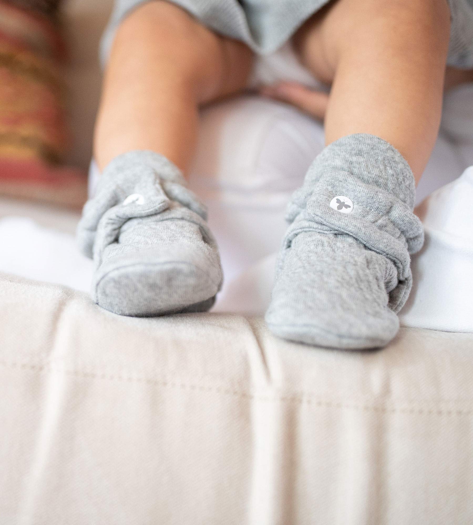 Burt's Bees Baby Unisex Baby, Boys Girls Quilted Booties, 100% Organic Cotton, Heather Grey 0-3 Months