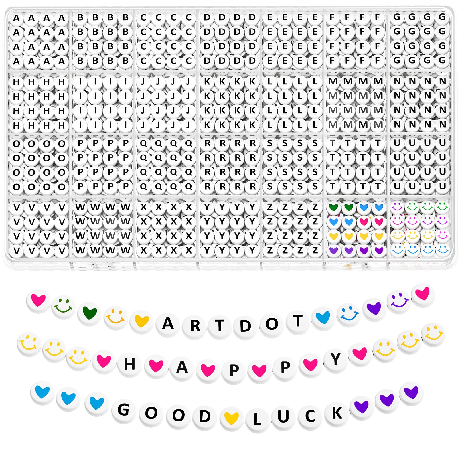ARTDOT 1400 Stück Buchstabenperlen für Schmuckherstellungsset, 28 Stile Alphabet-Perlen für Freundschaftsbänder, verschiedene Preppy-Perlen mit Aufbewahrungskoffer
