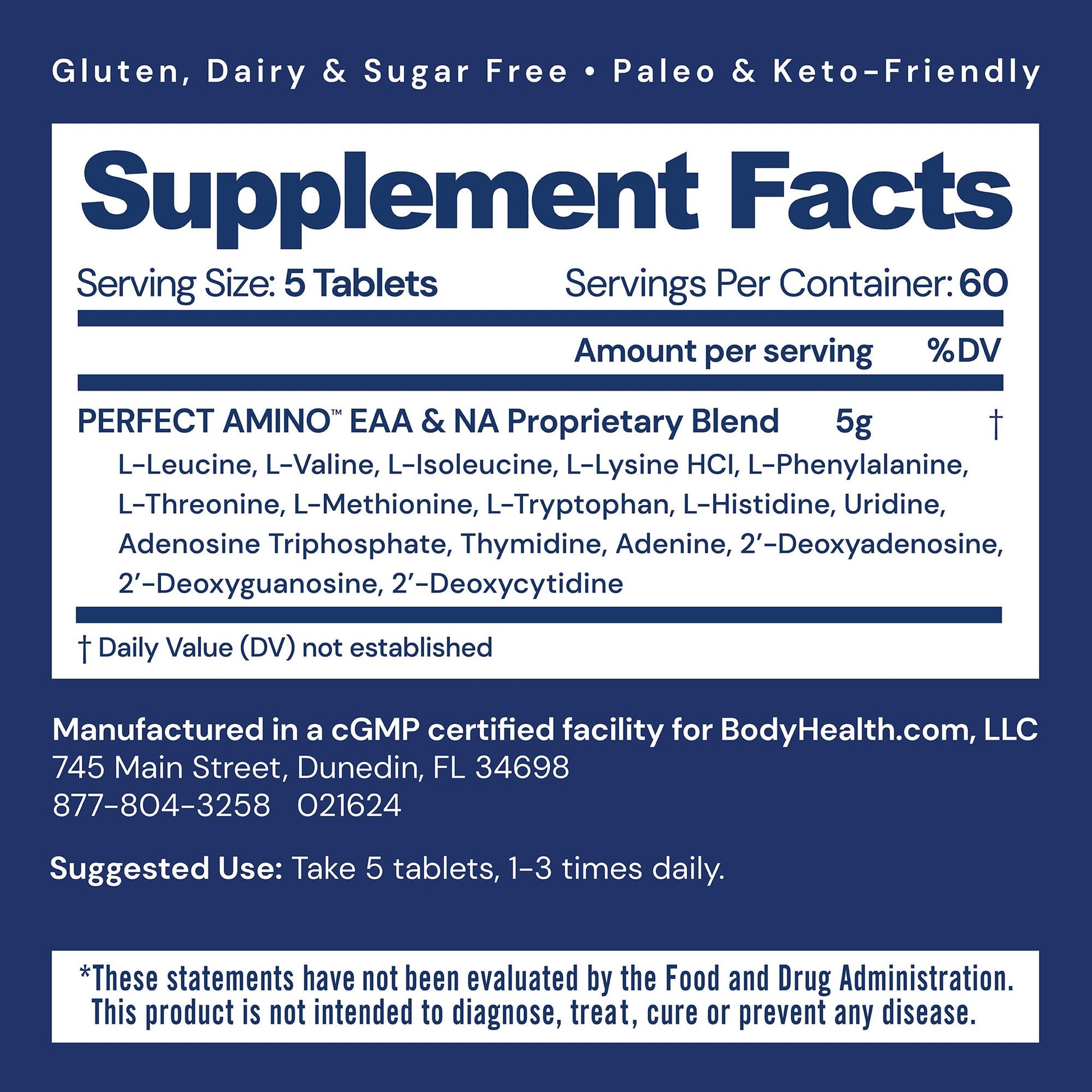 BodyHealth PerfectAmino (300 Tablets) Essential Amino Acid Supplement with BCAA and EAA, Muscle Recovery, Boost Energy & Stamina, 99% Utilization, Vegan Branched Chain Protein Pre/Post Workout