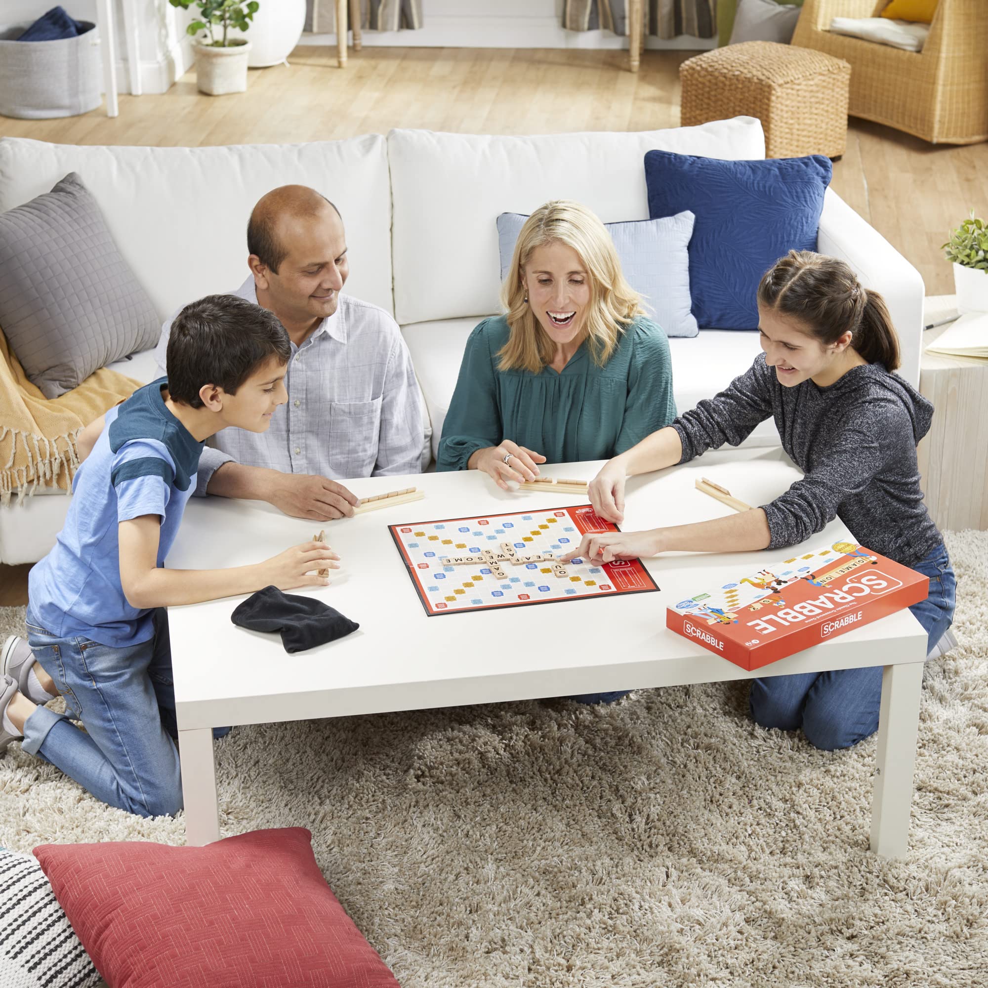 Hasbro Gaming Scrabble Board Game, Classic Word Games for Kids Ages 8 and Up, Fun Family Game for 2-4 Players, The Classic Crossword Game