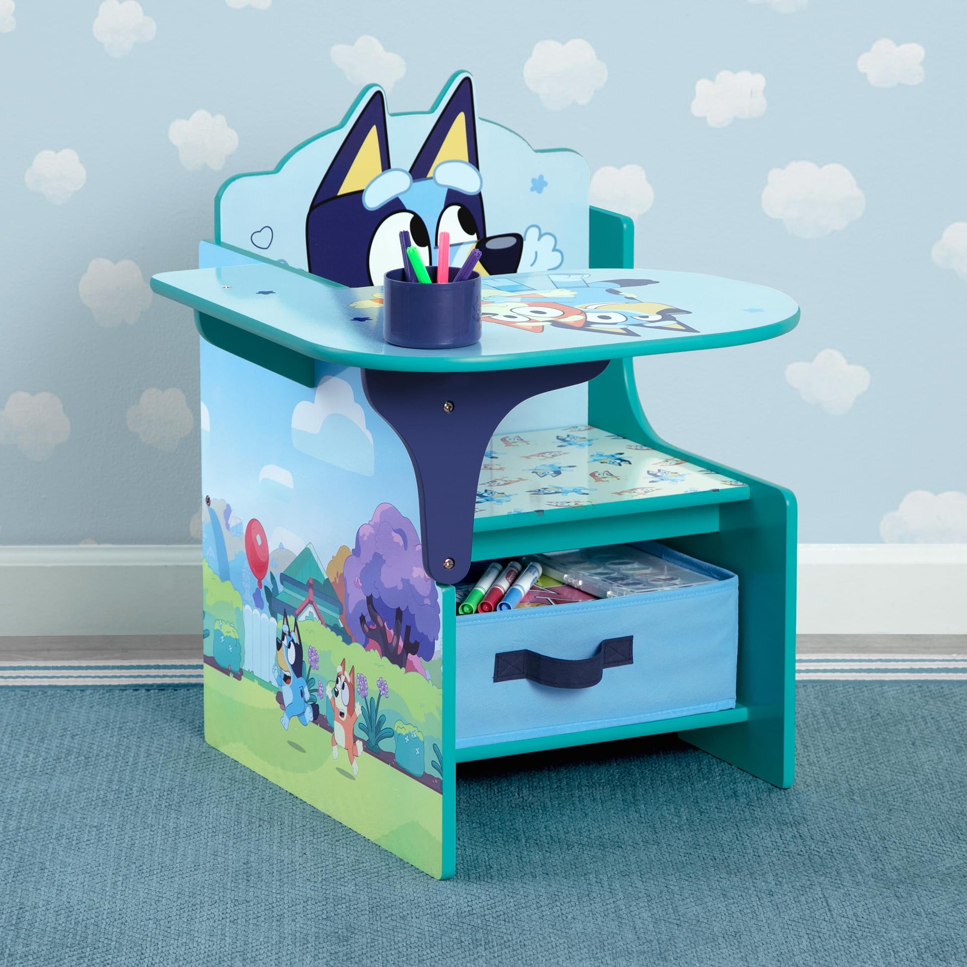 Delta Children Bluey Chair Desk with Storage Bin - Greenguard Gold Certified, Blue