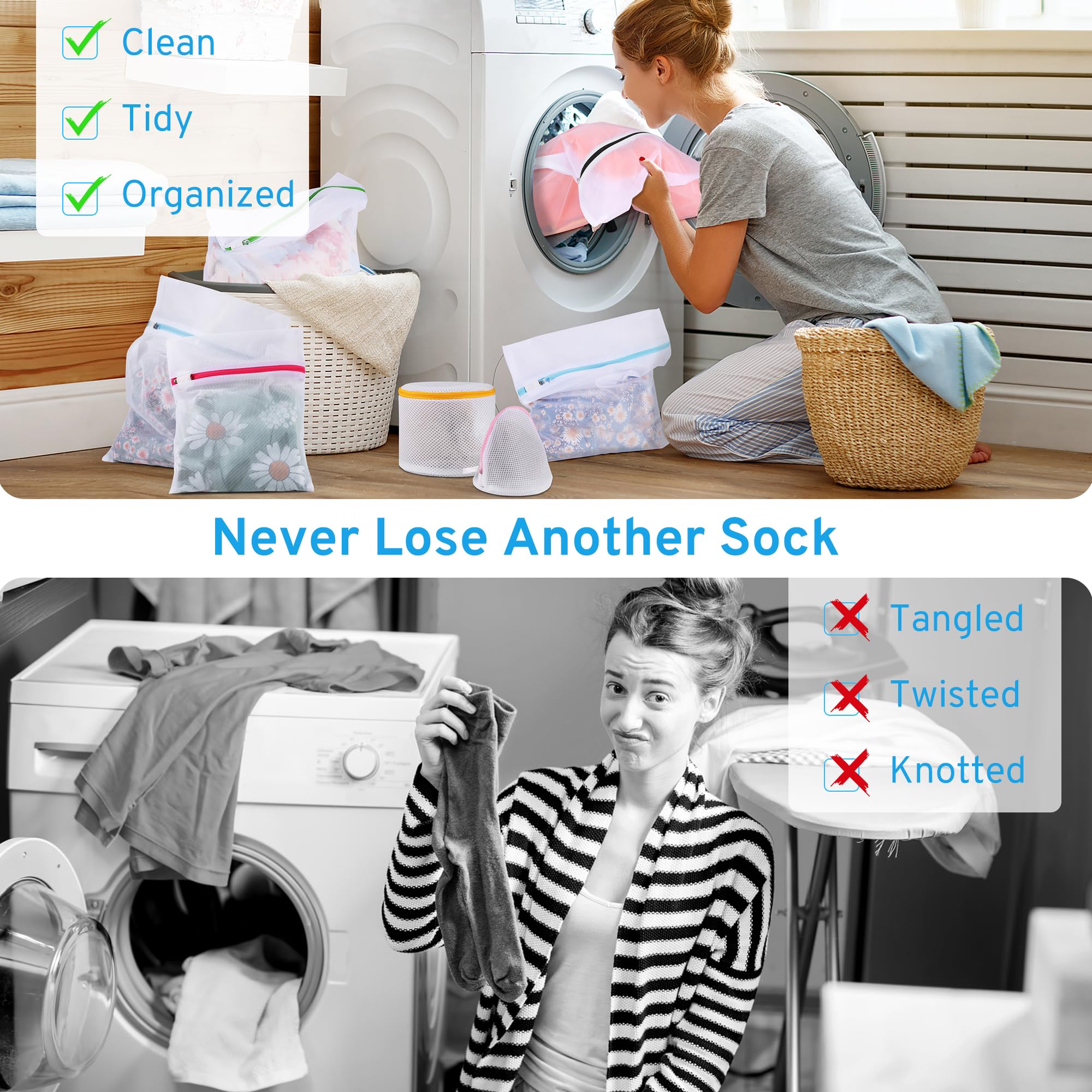 Ultimate 7 Pack 6 Size Mesh Laundry Bags Set for Delicates with AUTO-Lock Zipper, Lingerie Bags for Washing Delicates, Laundry Bags Mesh Wash Bags, Delicates Laundry Bag for Jeans,Blouse,Stocking,Bra