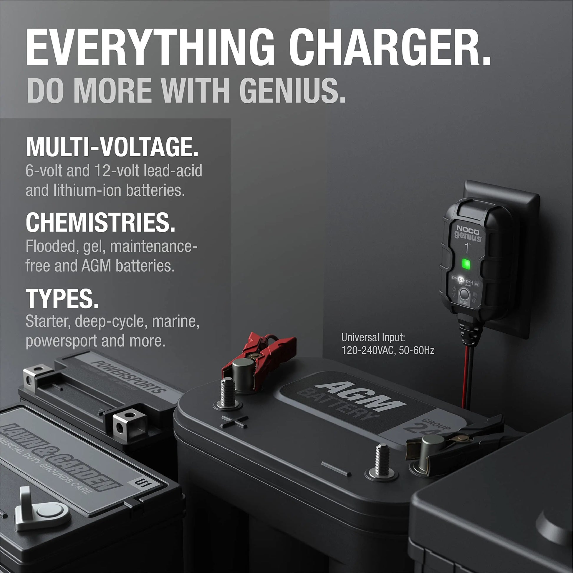 NOCO GENIUS1: 1A 6V/12V Smart Battery Charger – Automatic Maintainer, Trickle Charger & Desulfator with Overcharge Protection & Temperature Compensation – For Lead-Acid & Lithium Batteries