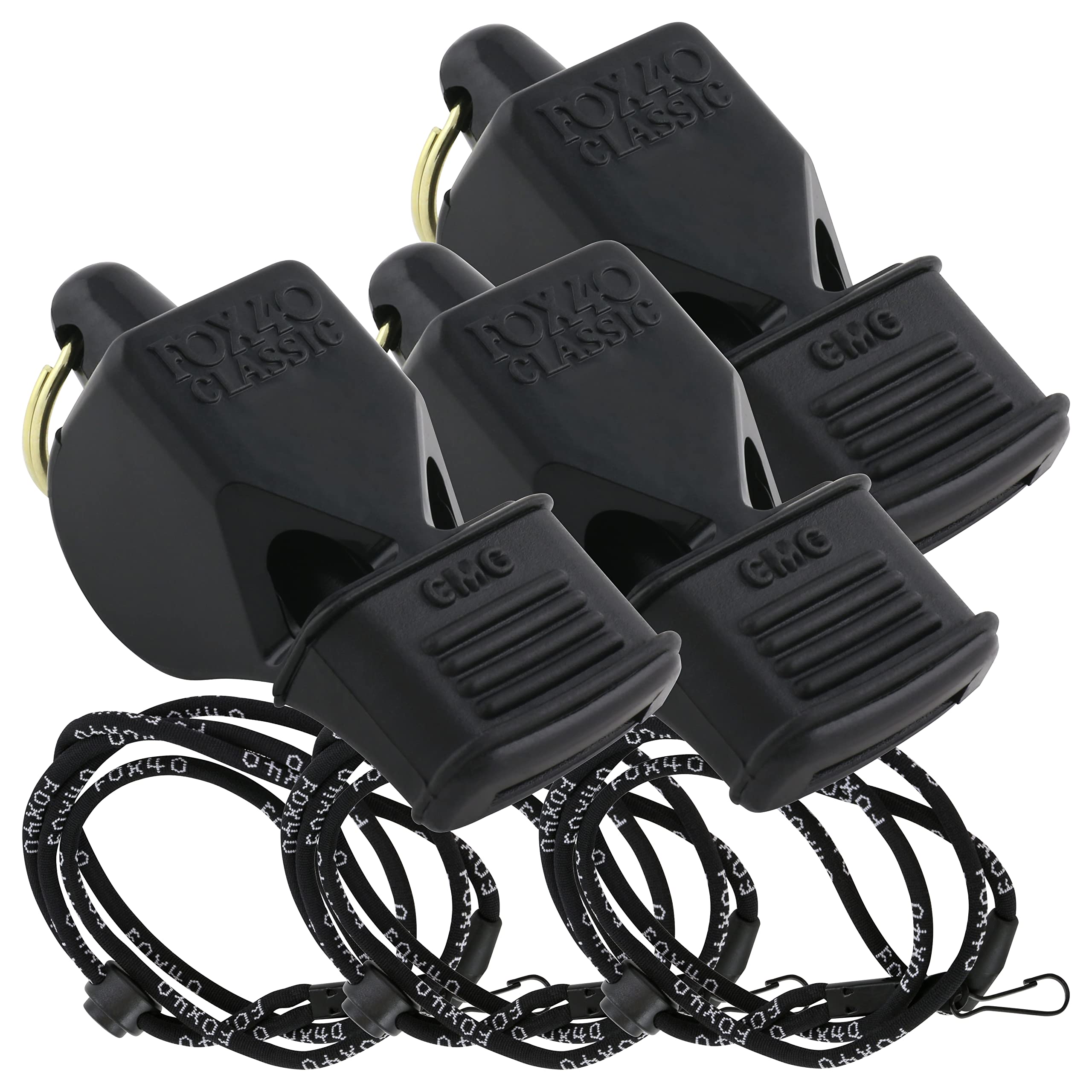 Fox 40 Classic CMG mit Breakaway Lanyard 3er-Pack (Schwarz) Pfeifenlos, 100dB, Coaching, Rettungsdienst, Hundetraining Pfeife