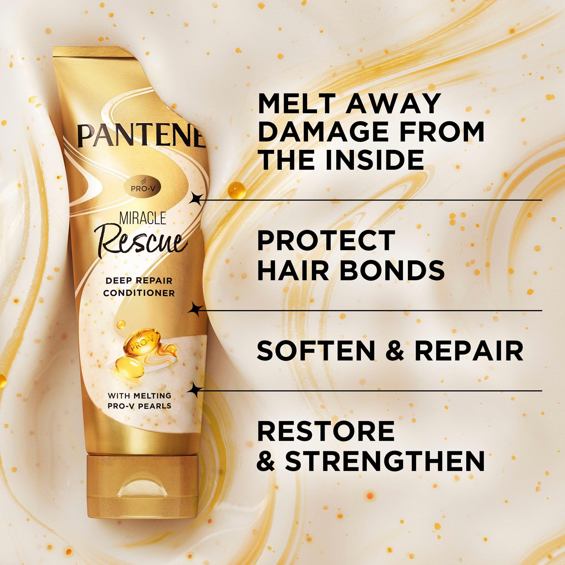 Pantene Miracle Rescue Deep Conditioner with Melting Pro-V Pearls - For Dry, Damaged, or Color-Treated Hair - Intense Moisture & Repair - 8.0 Oz
