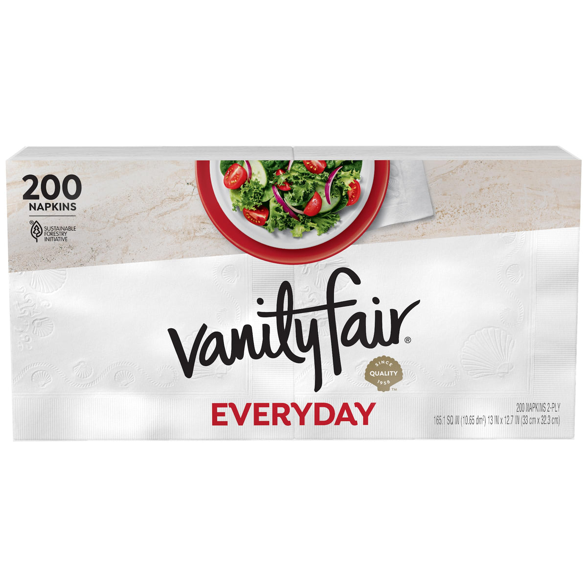Vanity Fair Everyday Papierservietten, 200 Stück, Einwegservietten, weich und glatt für jede Mahlzeit