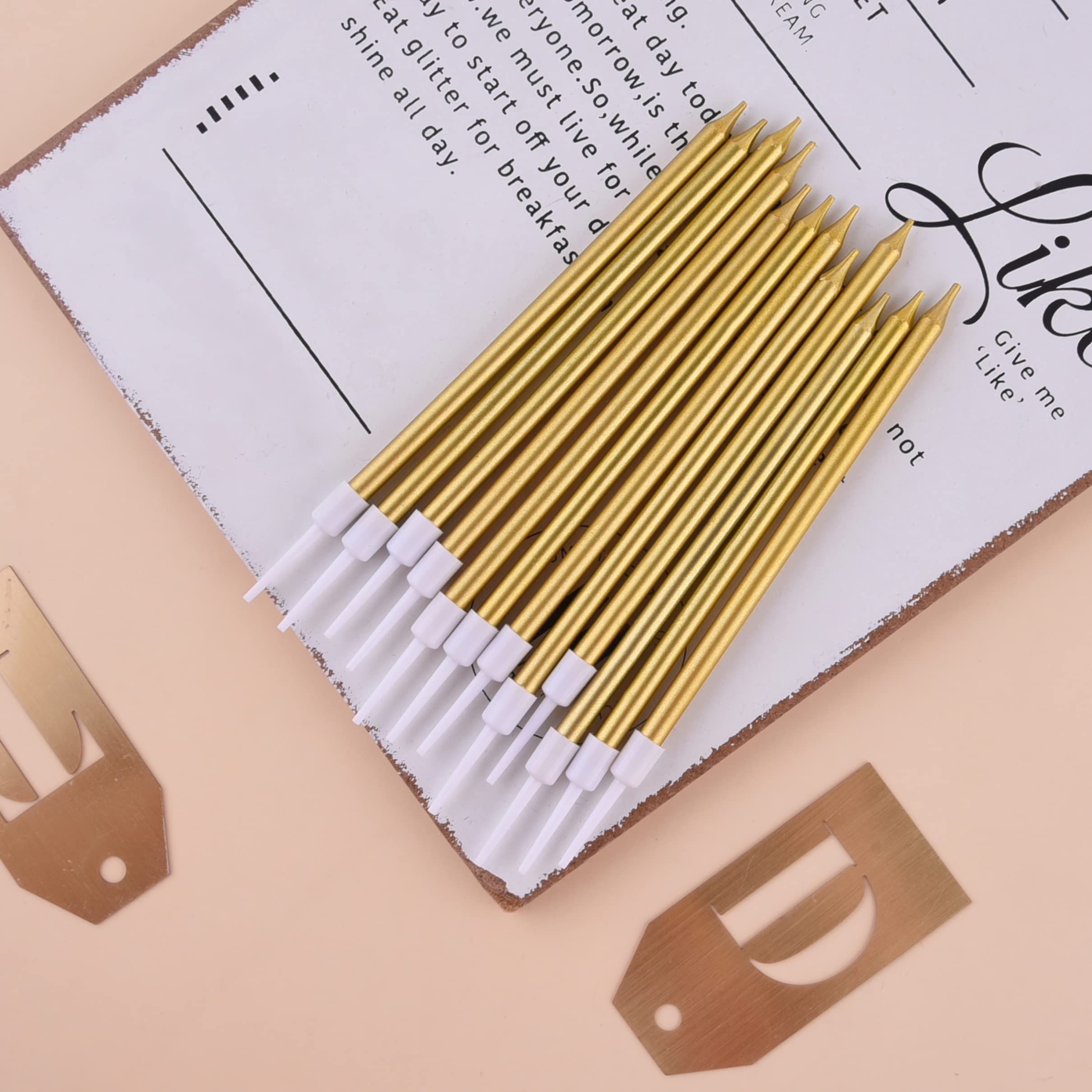 PHD CAKE Gold Long Thin Metallic Birthday Candles, Cake Candles, Birthday Parties, Wedding Decorations, Party Candles, Cake Decorations