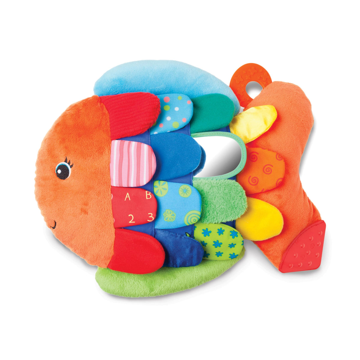 Melissa & Doug Flip Fish Weiches Babyspielzeug, sensorisches Spielzeug für die Bauchlage, weiches Stoff-Etikettenspielzeug für Babys, Kleinkinder