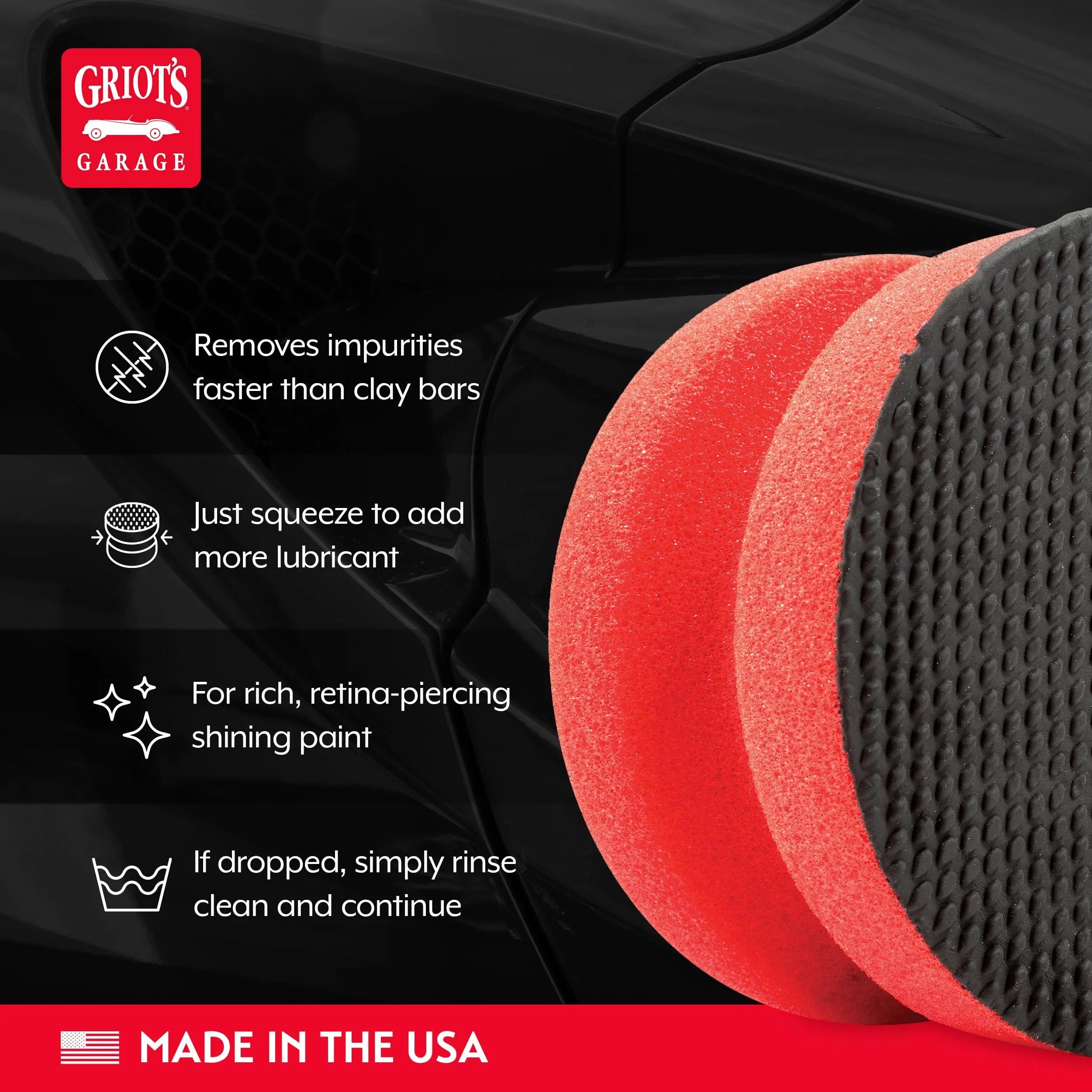 Griot's Garage Brilliant Finish Synthetic Clay for Car Detailing, Creates a Smooth Paint Surface and Lasts Longer Than Traditional Bars, 10691