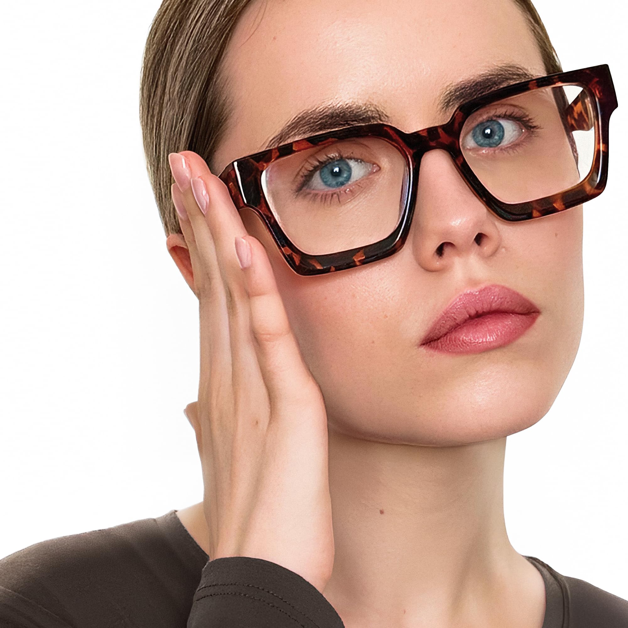 livho Oversized up to 99% Blue Light Blocking Glasses for Woman - Rectangle Fashion Glasses for Computer, Chic Preppy Frame - Anti Eyestrain