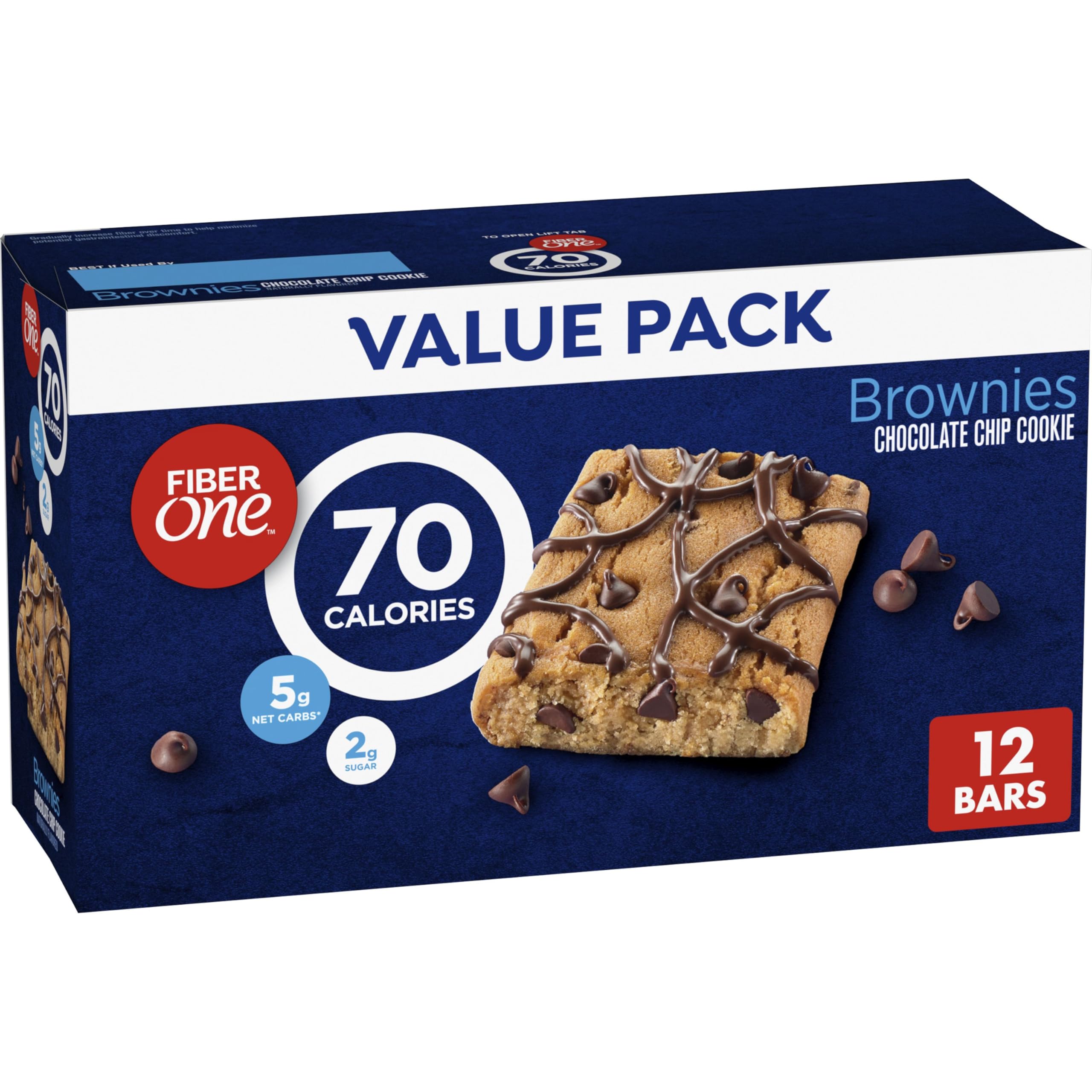 Fiber One 70 Kalorien Brownies, Schoko-Keks-Snackriegel, 2g Zucker, Vorteilspackung, 12 Stück, 300g
