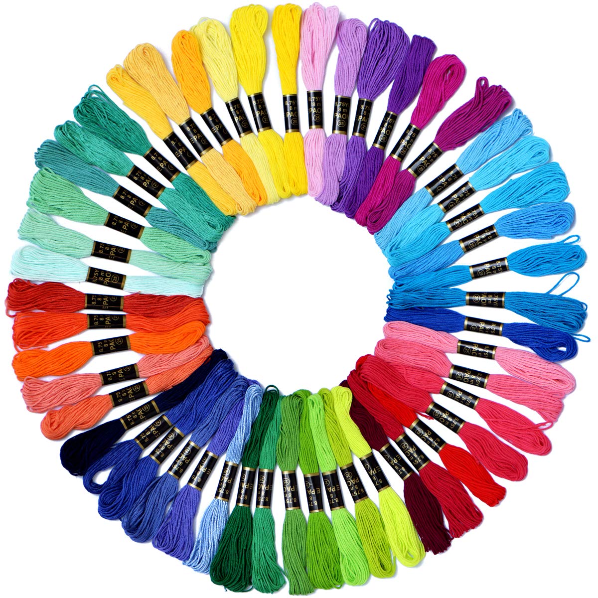 Freundschaftsarmband Schnur 50 Stränge, modische Regenbogenfarben Stickgarn Kreuzstich Stickfaden Baumwollgarn Armbandfaden, Bastelgarn