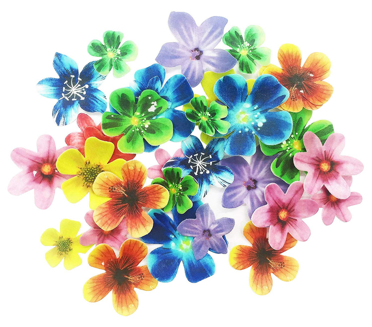 Set aus 30 essbaren Cupcake-Toppern, Weihnachts-Tortentopper, Hochzeitstorte, Geburtstagsfeier, Lebensmitteldekoration, verschiedene Größen und Farben (Blume)