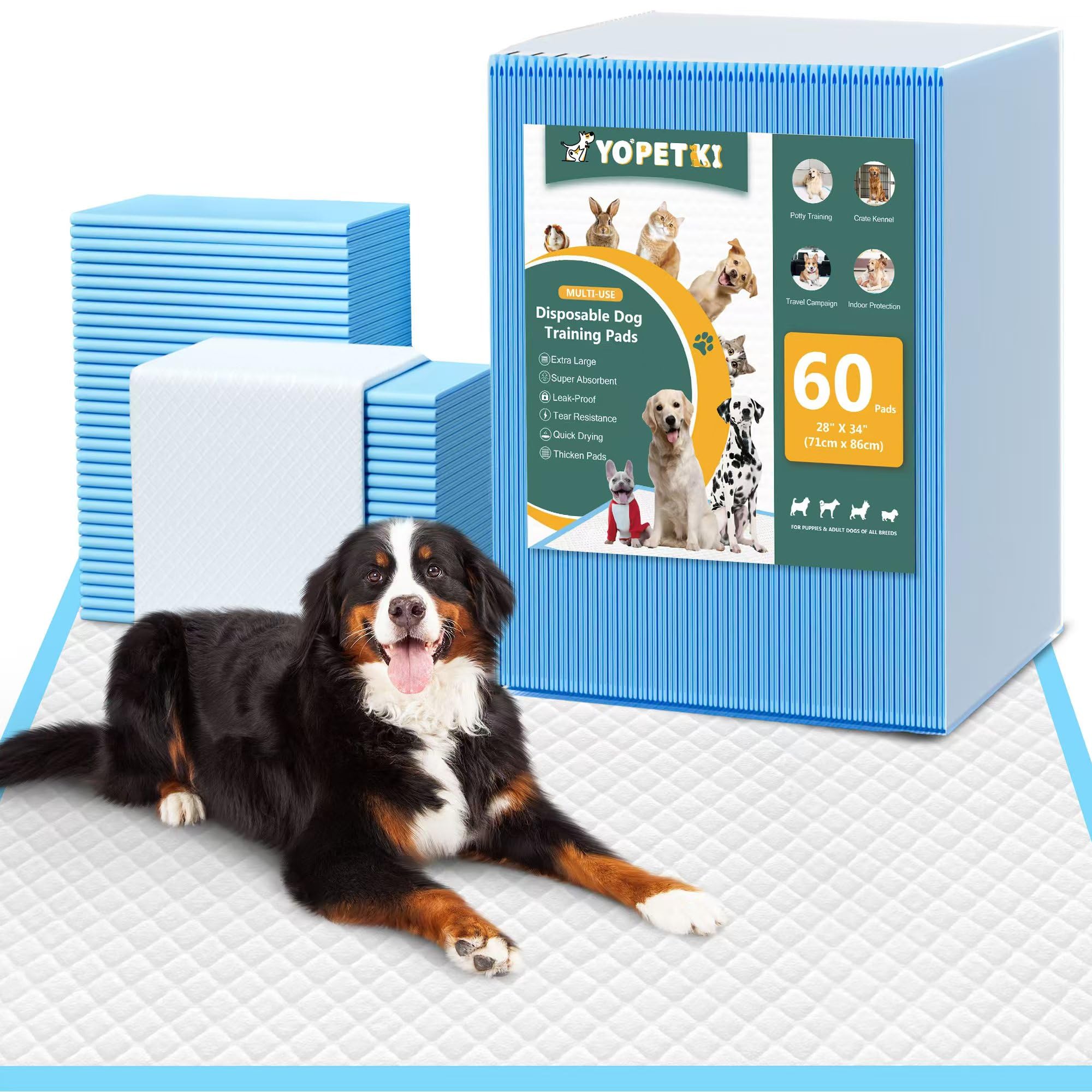 60 Count Extra Large Dog Pee Pads 28" x 34", Super Absorbent X-Large Puppy Pads Disposable Dogs Training Pads, Quick Drying Leak-Proof Dog Potty Pads for Doggies Puppies
