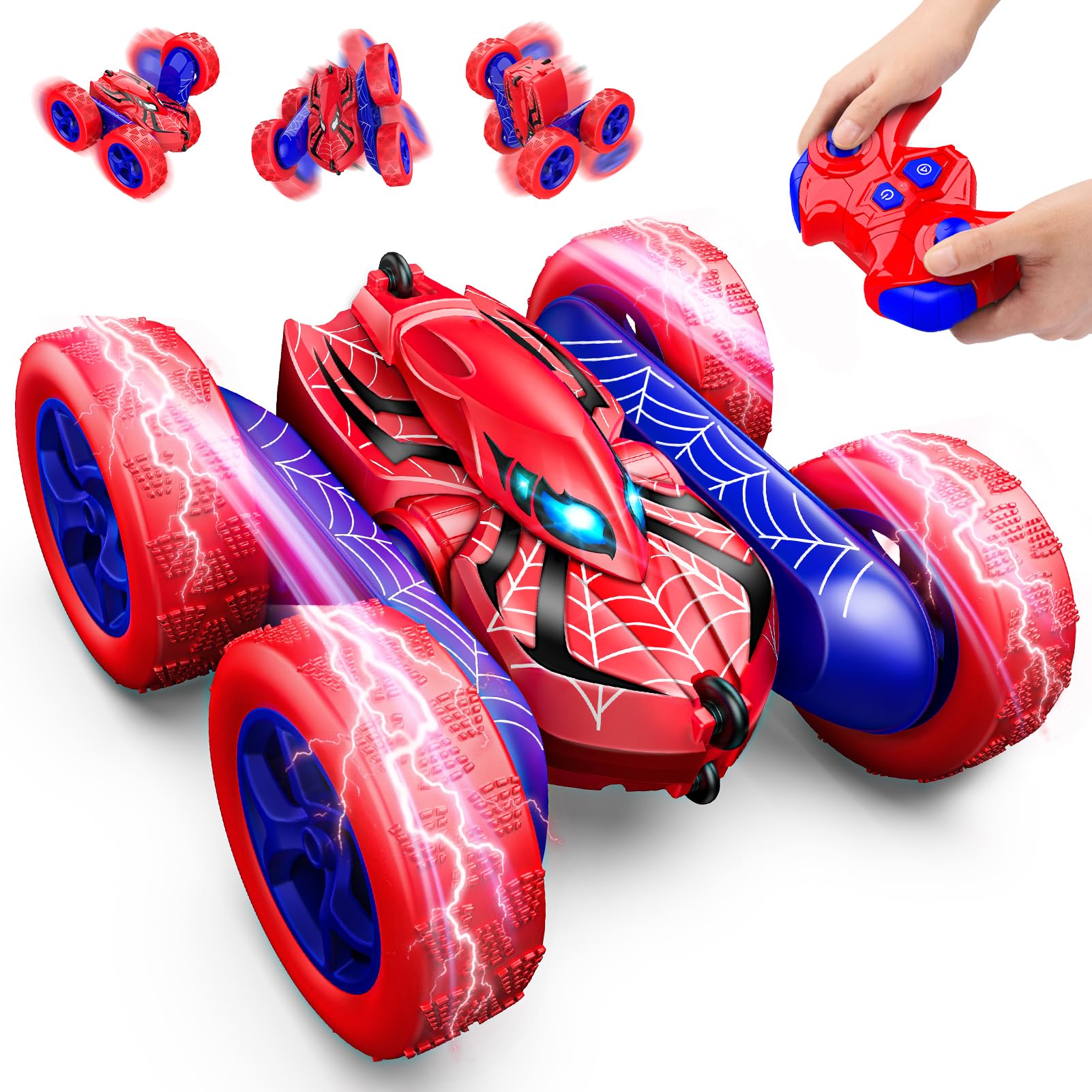 Excitobo Remote Control Car,RC Cars for 4 5 6 7 8 9 10 11 12 Year Old Boy Double Sided 360 degreesFlip 4WD Rechargeable Drift RC Race Car Boys Toys Birthday Gifts Christmas Basket Stuffers for Kids Age 4-12