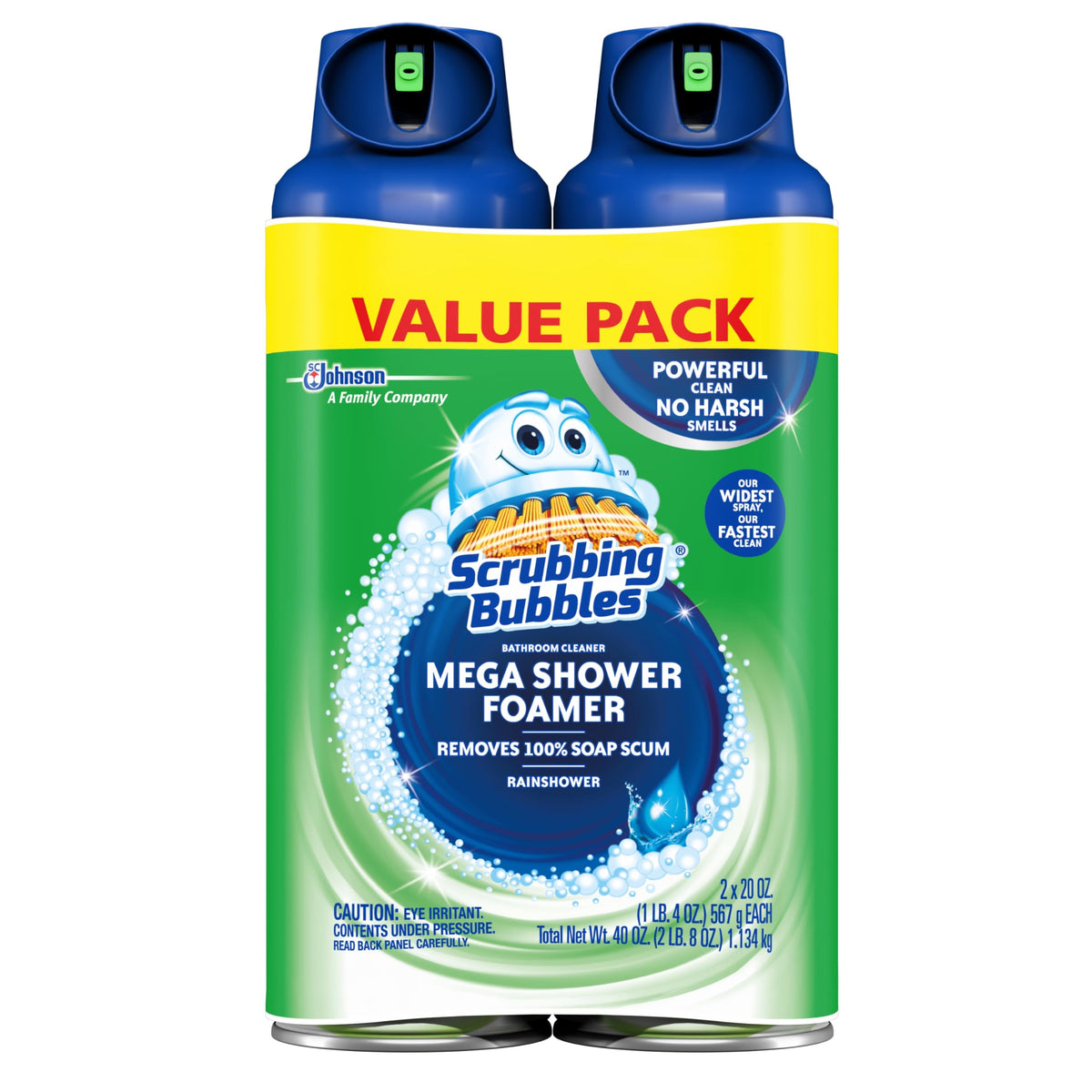 Scrubbing Bubbles Mega Bad- und Duschschaum Aerosol, Rainshower-Duft, 567 g (2er-Pack)