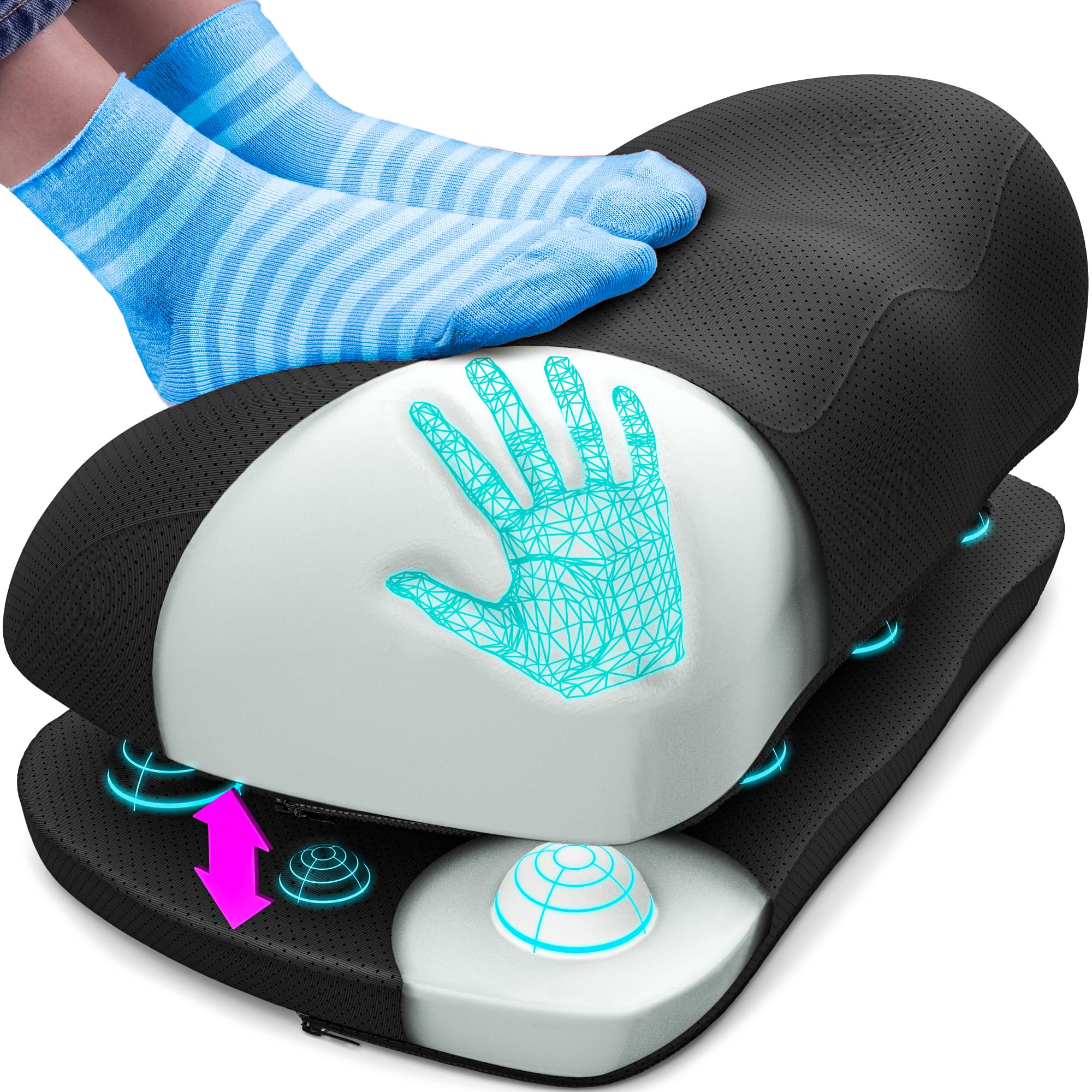 Everlasting Comfort Verstellbare Wolken-Fußstütze für den Schreibtisch bei der Arbeit mit Druckpunktnoppen – Ergonomischer Memory Foam Bürohocker & Schreibtisch-Fußstütze für Gaming & Home-Office
