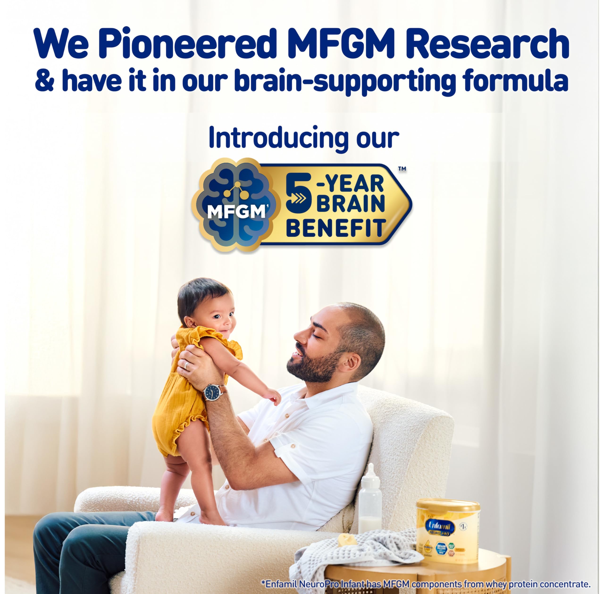 Enfamil NeuroPro Säuglingsnahrung, MFGM* 5-Jahres-Vorteil, von Experten empfohlenes hirnförderndes Omega-3 DHA, exklusive immunitätsfördernde HuMO6-Mischung, trinkfertige Säuglingsnahrung, Flüssig, 8 fl oz, 24 Flaschen