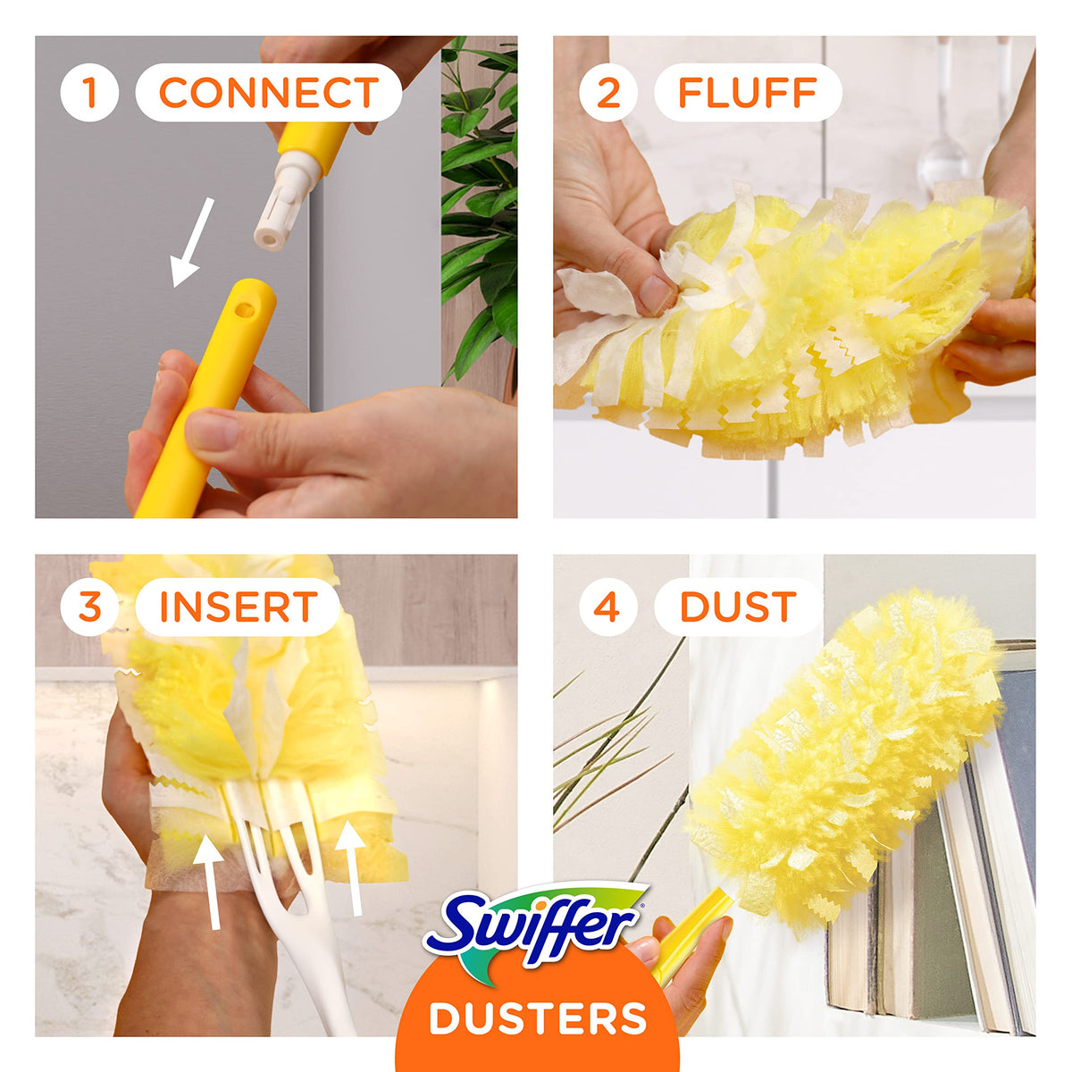 Swiffer Staubmagnet XXL Staubwedel Starter-Kit mit ausziehbarem Stiel (90 cm) und 3 Nachfüllern