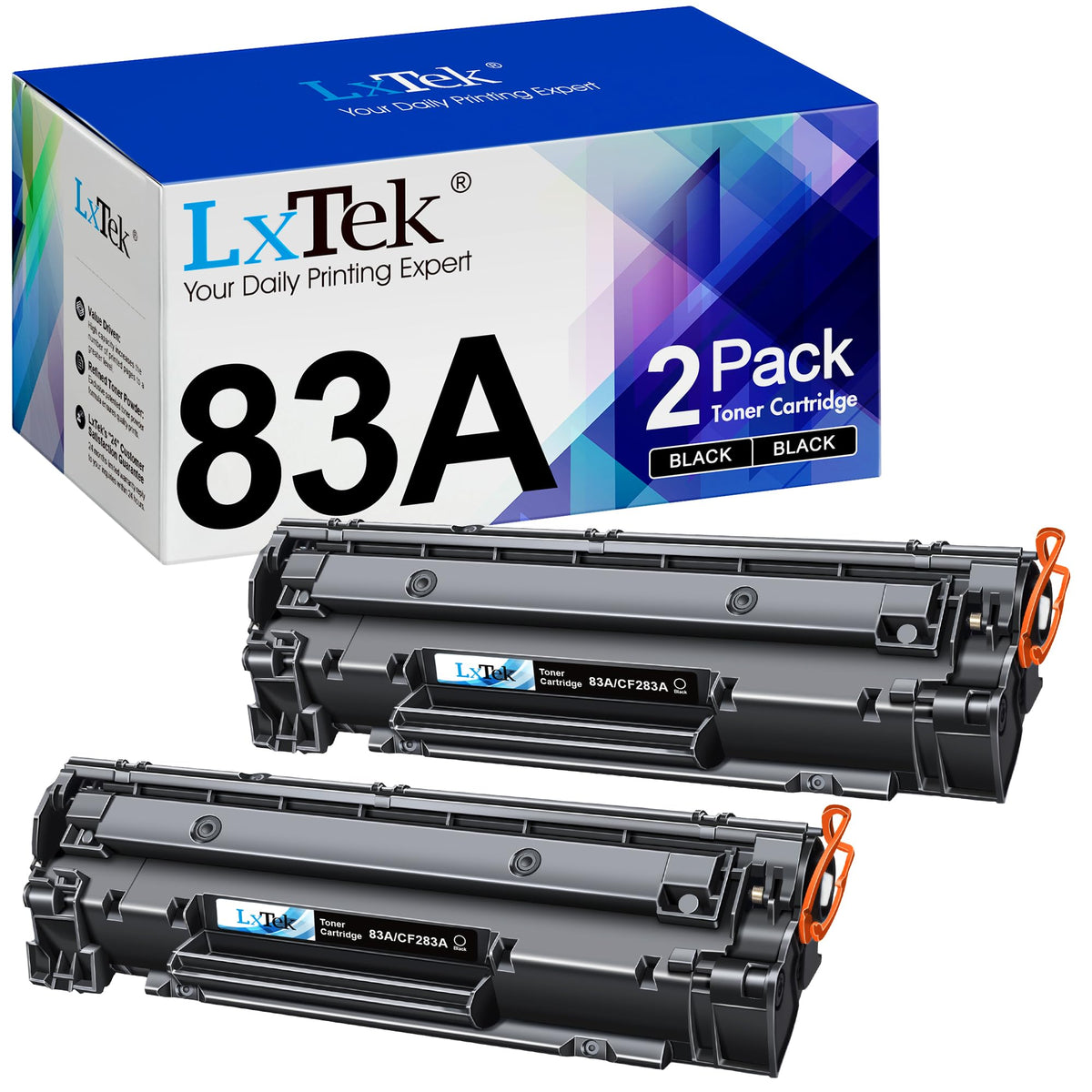 LxTek Compatible Toner Cartridge 83A Replacement for HP 83A CF283A Compatible with Laserjet Pro MFP M125nw M201dw M225dw M201n M125a M127fn M127fw, 2 Black