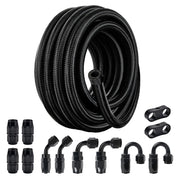 EVIL ENERGY 6AN Fuel Line Kit, 6AN Nylon Braided Fuel Line Hose Fitting Kit CPE 20FT Black