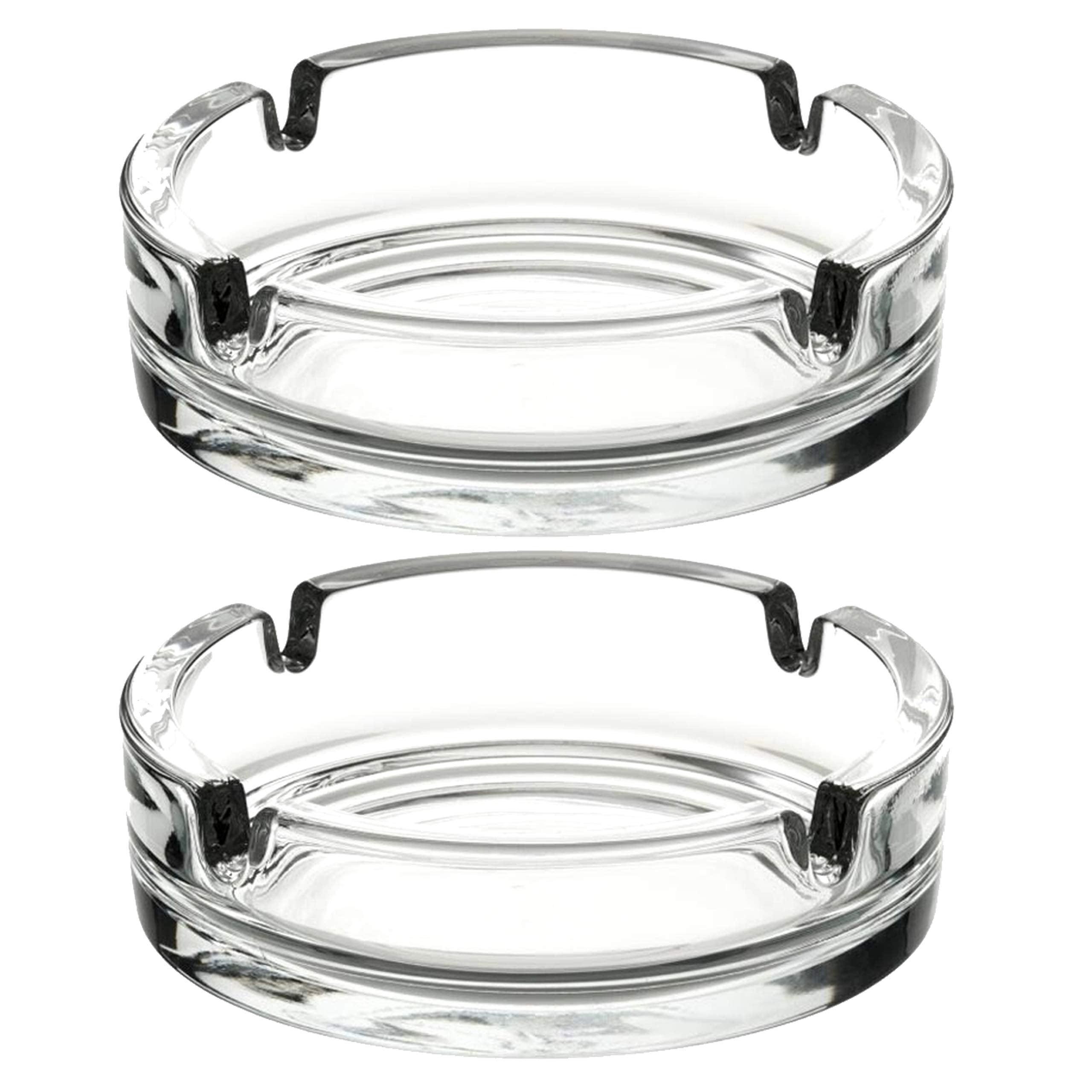 Fargus Glas-Aschenbecher für Zigaretten, tragbarer dekorativer moderner Aschenbecher für Zuhause, Büro, Innen- und Außenterrasse, ausgefallener, süßer, cooler Aschenbecher, 2er-Pack (Klar)