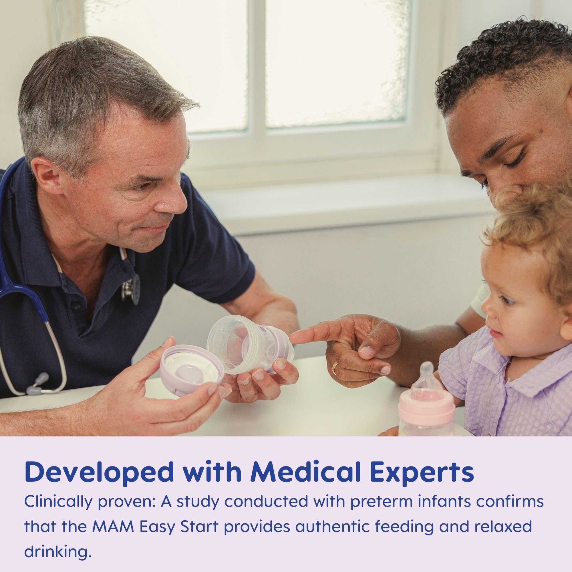 MAM Easy Start Anti-Colic Baby Bottles, Extra Slow Flow, Breastfeeding-Like Silicone Nipple Bottle, Reduces Colic, Gas, & Reflux, Easy-to-Clean, BPA-Free, Vented Baby Bottles for Newborns, 0-3 Months