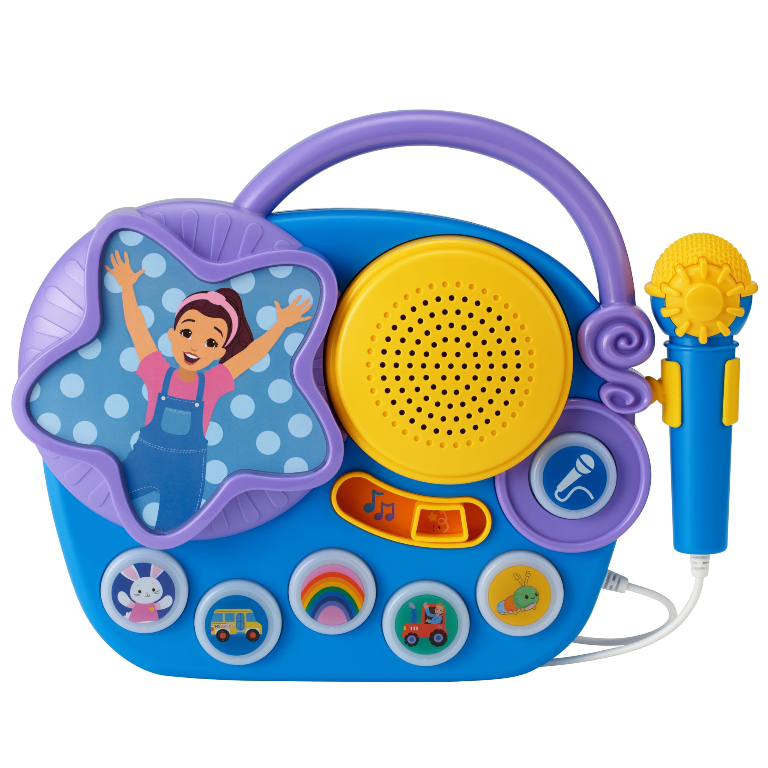eKids Ms Rachel Karaoke-Mikrofon mit Boombox für Fans von Kleinkindspielzeug, Karaoke-Maschine für Kinder mit integrierter Musik