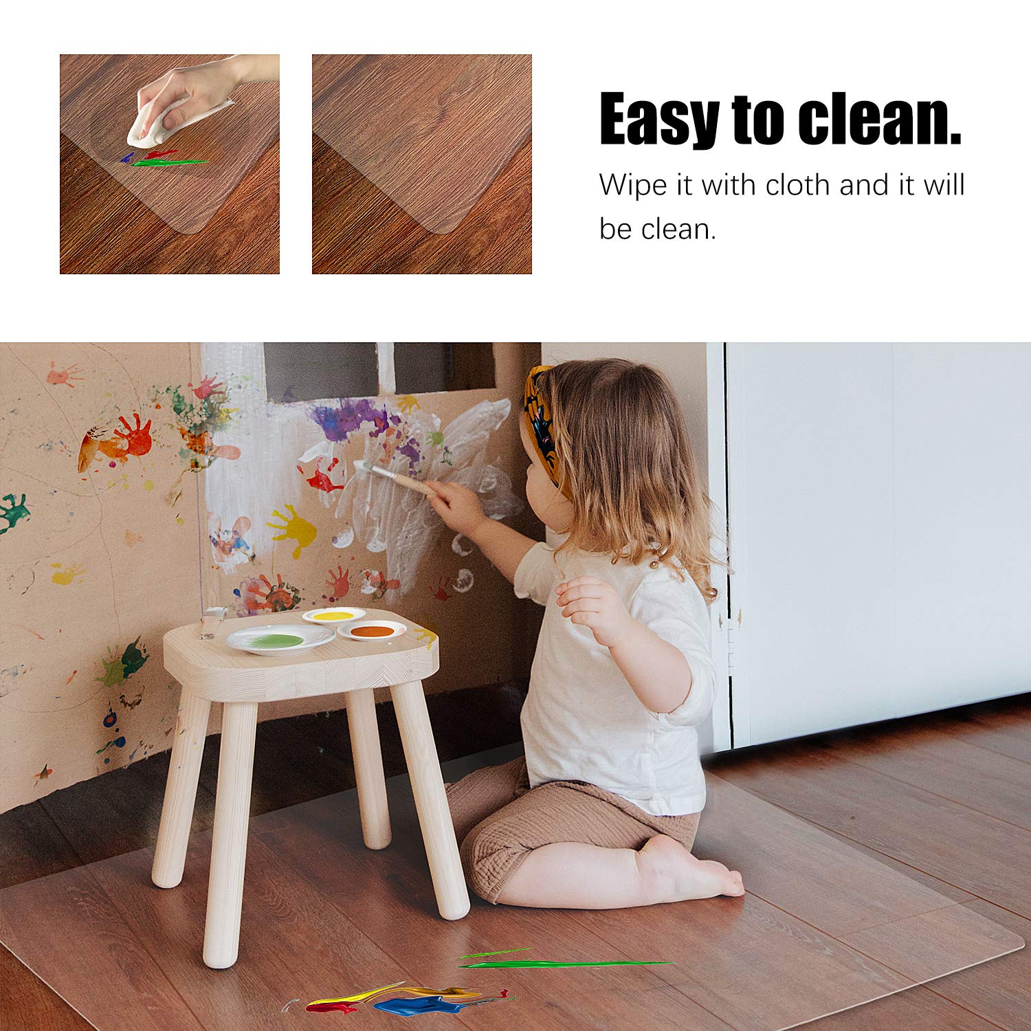 Kuyal Clear Chair Mat, Hard Floor Use, 48" x 30" Transparent Office Home Floor Protector mat Chairmats (30" X 48" Rectangle)
