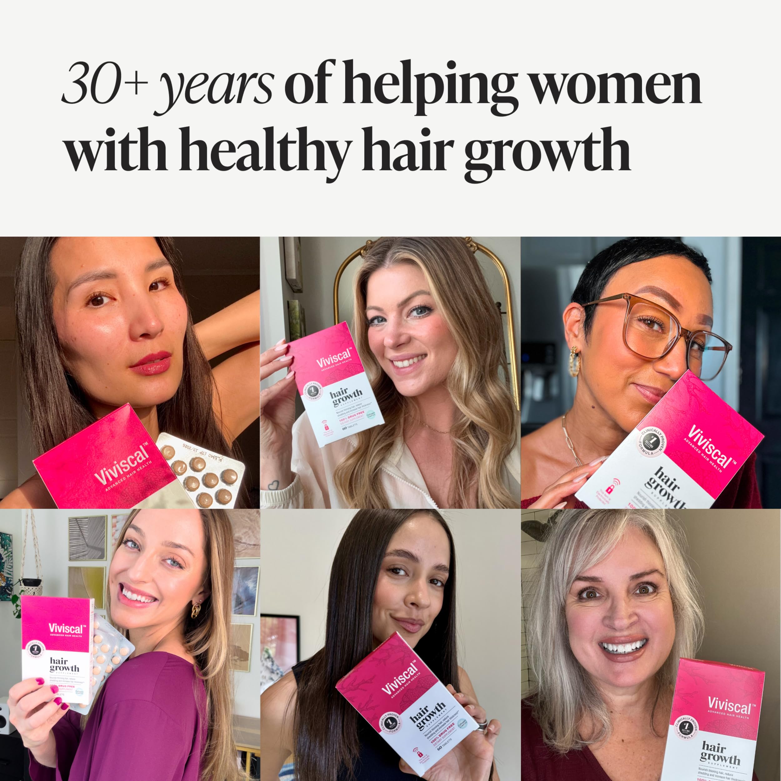 Viviscal Hair Growth Supplements For Women For Thicker, Fuller Hair, Nourishes Thinning & Loss, With Proprietary Collagen Complex, 60 Tablets, 1 Month Supply