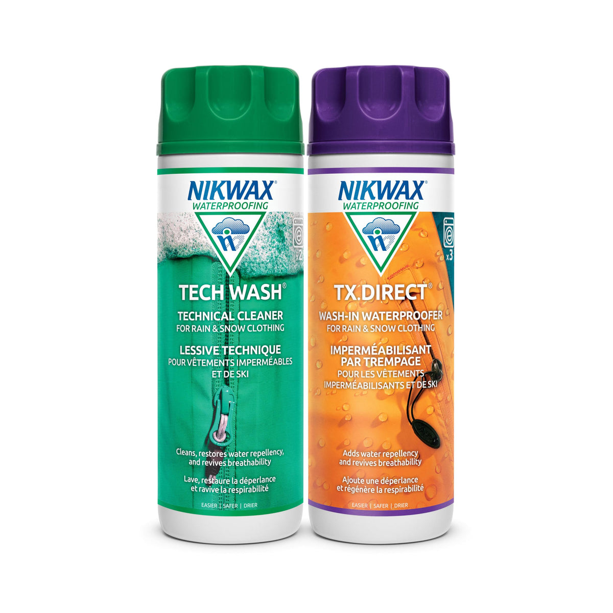 Nikwax Hardshell Reinigungs- und Imprägnier-Duo-Pack, 300ml, Reinigt und stellt die Wasserabweisung von Jacken, Regen-, Ski- und Schneeausrüstung, Oberbekleidung wieder her, Sicher für Gore-Tex und DWR