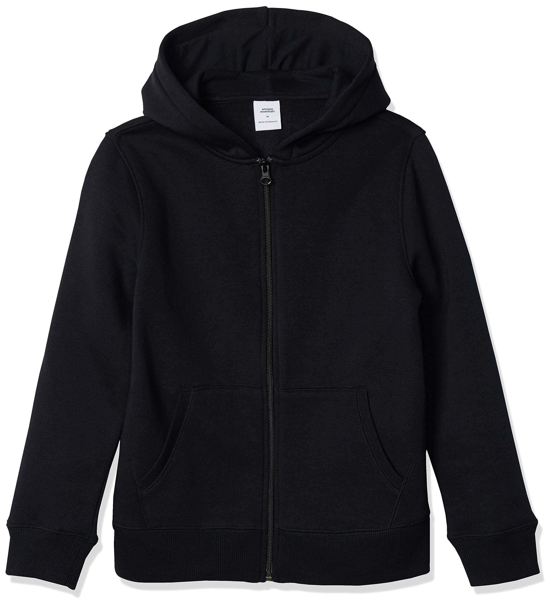 Amazon Essentials Hoodies – Jungen schwarzes Sweatshirt mit Reißverschluss, Größe S, Fleece