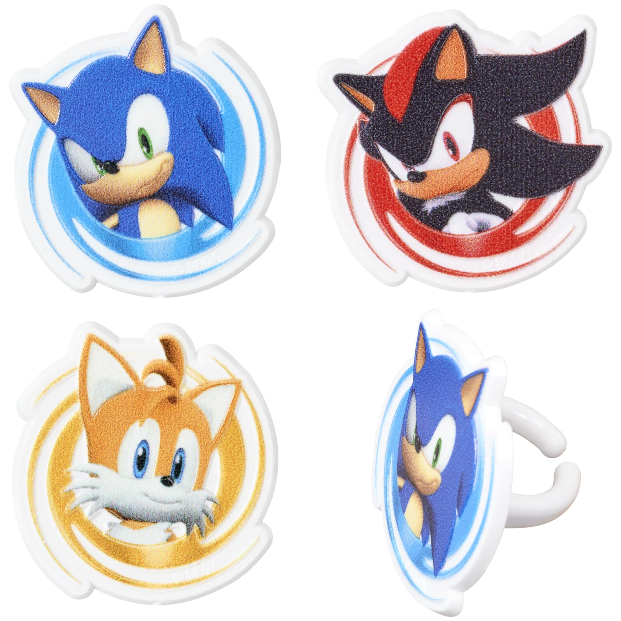 حلقات DecoPac Sonic the Hedgehog، زينة كب كيك تتميز بشخصيات Sonic وTails وShadow - عبوة من 24 قطعة