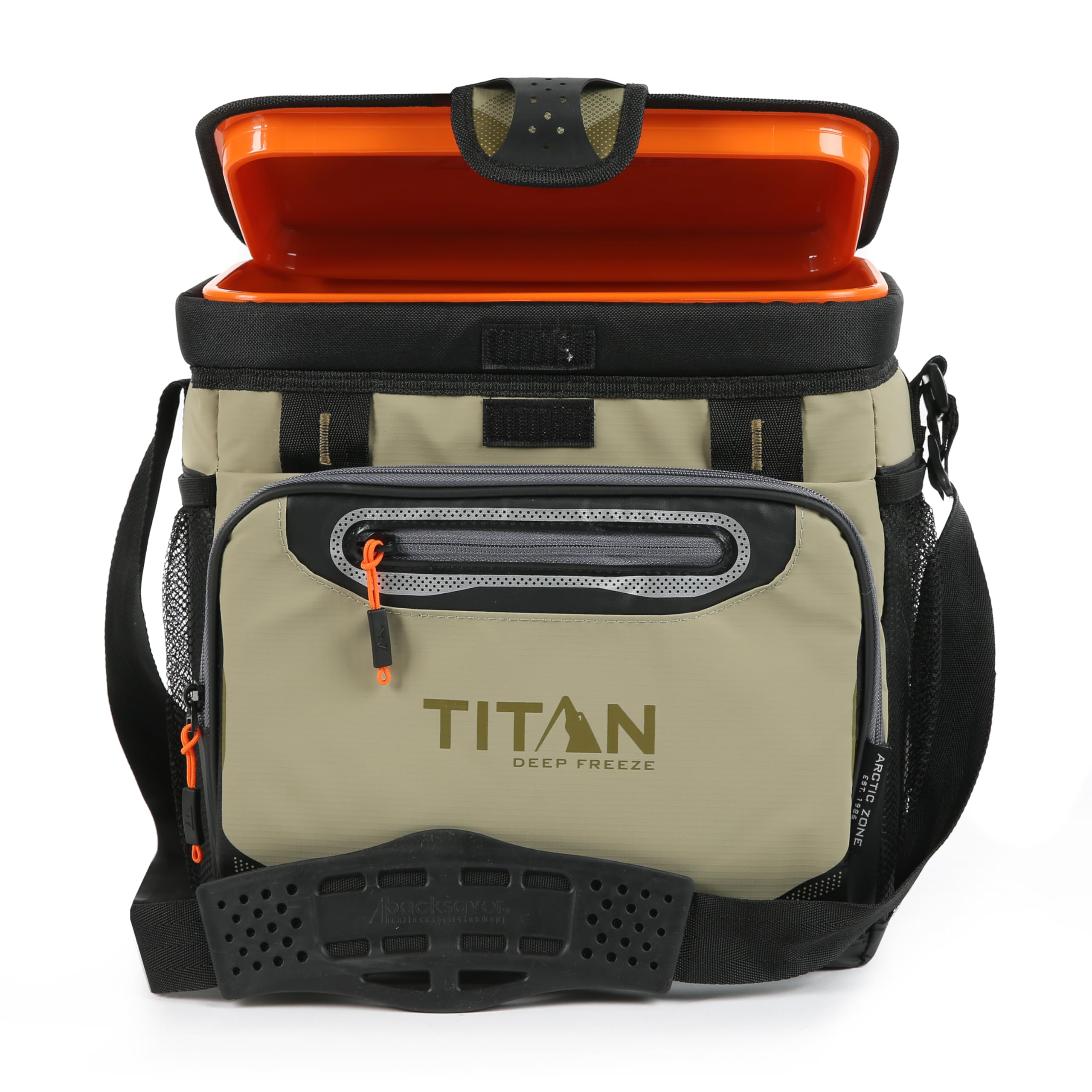 Titan by Arctic Zone Deep Freeze Cooler - 16 Can Zipperless Hardbody Cooler with Deep Freeze Insulation, HardBody Liner, and SmartShelf - Moss Green