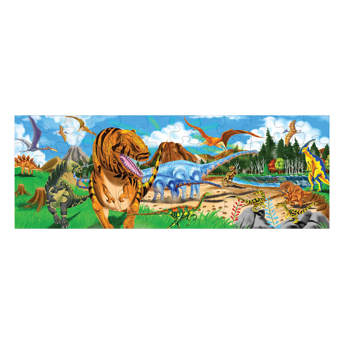 Melissa & Doug Land of Dinosaurs Floor Puzzle (48 pcs, 4 feet long) - FSC Certified
