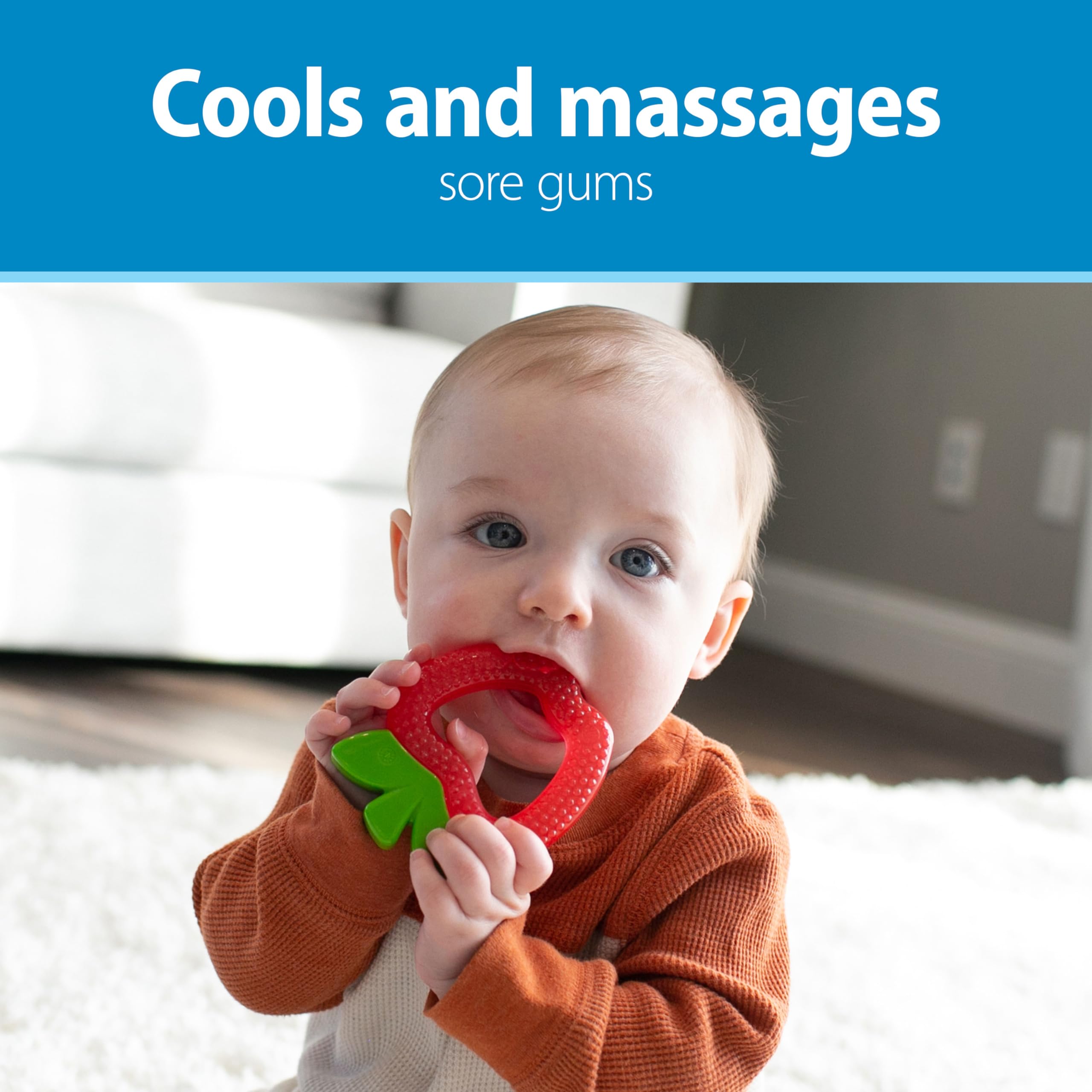Dr. Brown's AquaCool Water-Filled Baby Teether, Cools & Massages Sore Gums, BPA Free, Pineapple and Apple, 2 Pack, 3m+