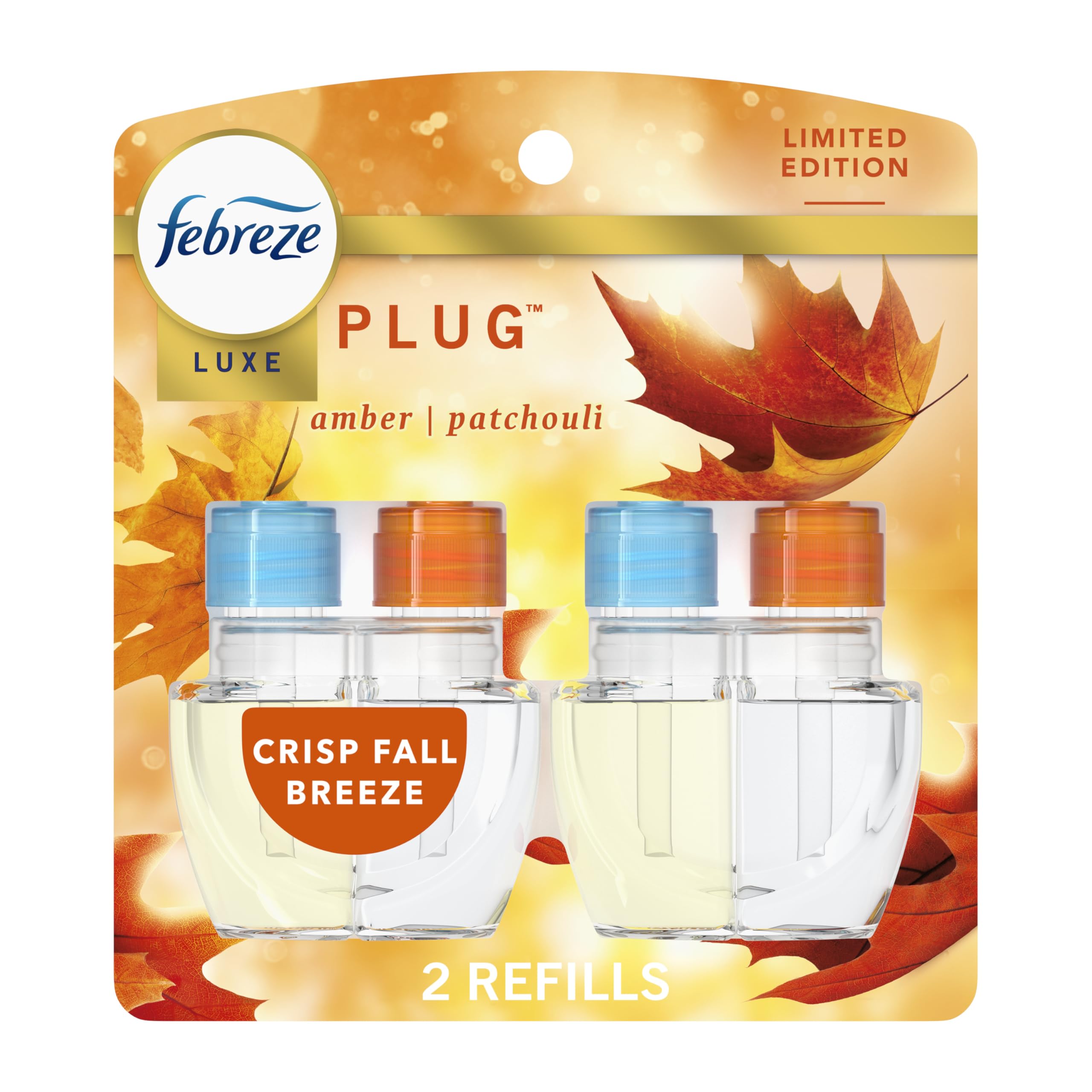 Febreze Plug In Lufterfrischer, Geruchshemmendes Duftöl Nachfüllpack, Lufterfrischer für Zuhause, Bad und Küche, Lang anhaltend bei starken Gerüchen, Duft Frische Herbstbrise, 2 x 24,5 g Nachfüllpacks
