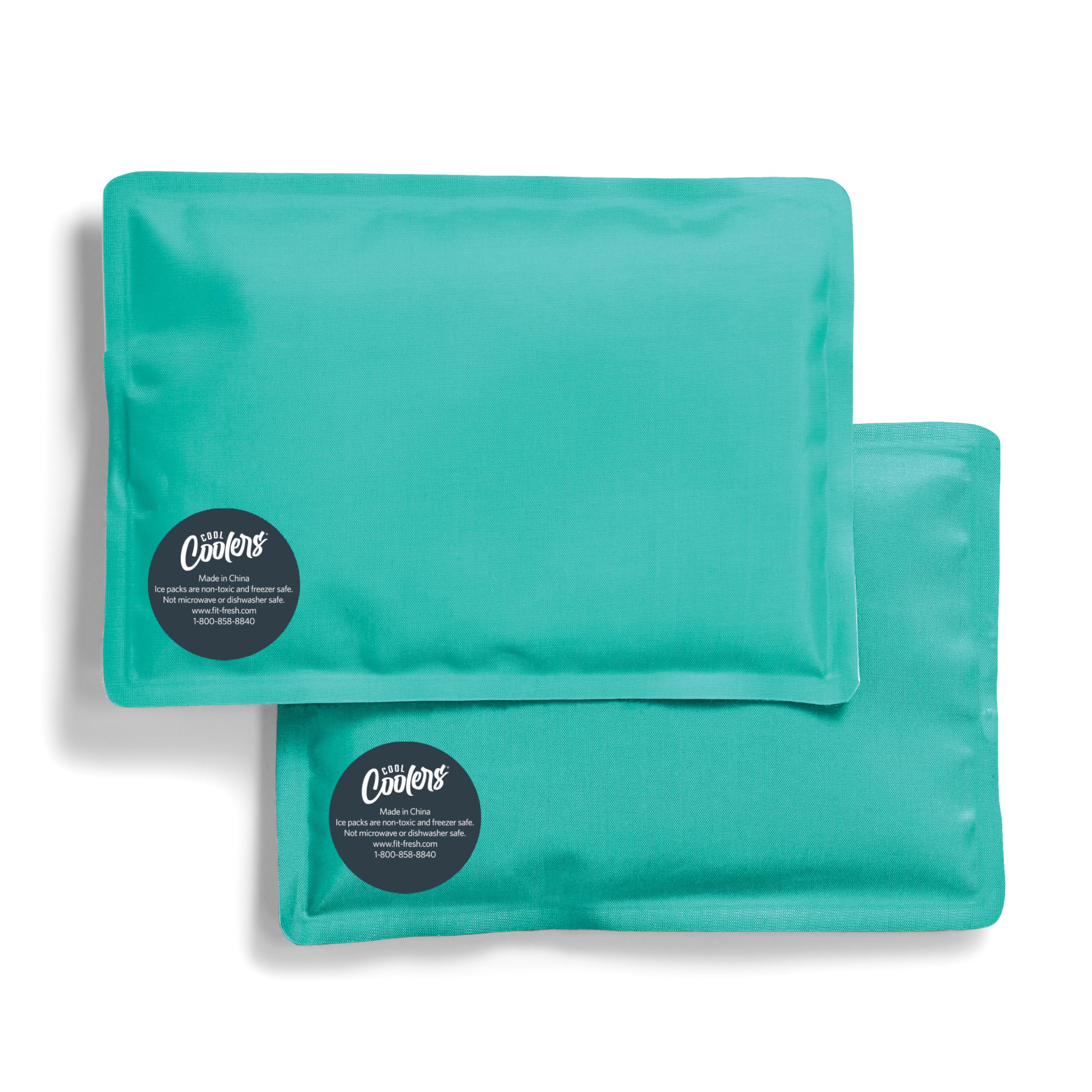 Fit & Fresh Cool Coolers 2er-Pack flexible Kühlakkus für Kühltaschen, dehnbares Nylon, langlebig, wiederverwendbare Kühlakkus für Brotdosen, leicht zu reinigen, Petrol